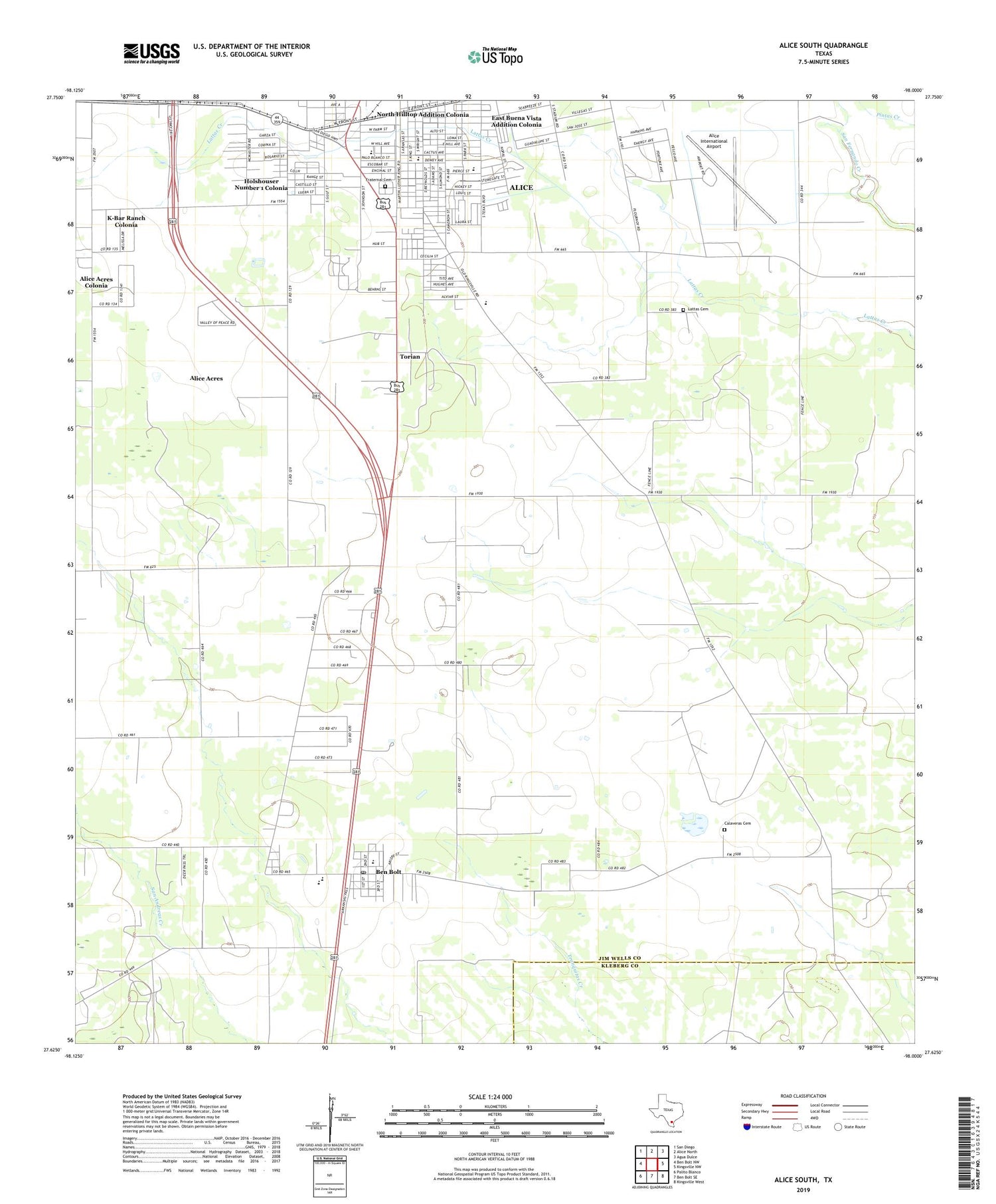 Alice South Texas US Topo Map Image