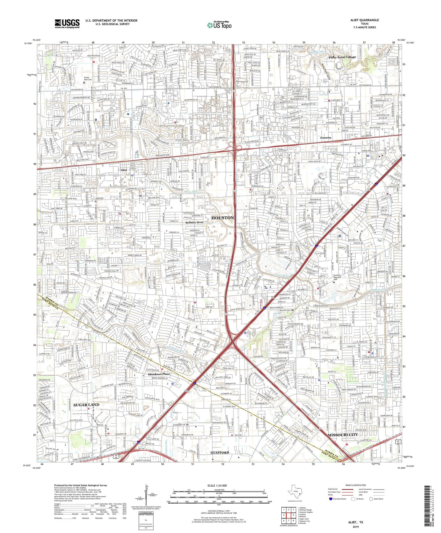Alief Texas US Topo Map Image
