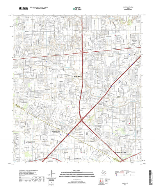 Alief Texas US Topo Map Image