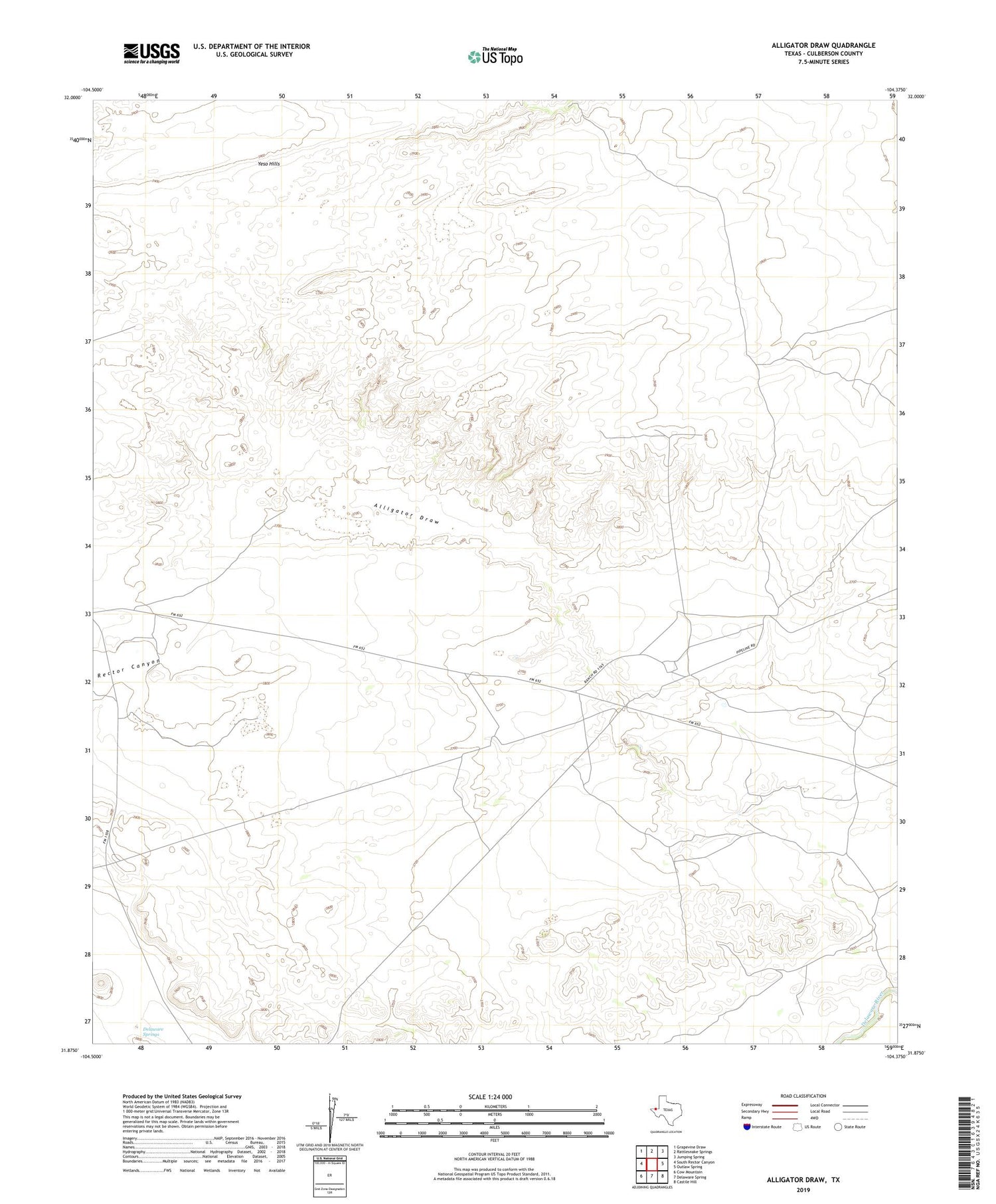 Alligator Draw Texas US Topo Map Image