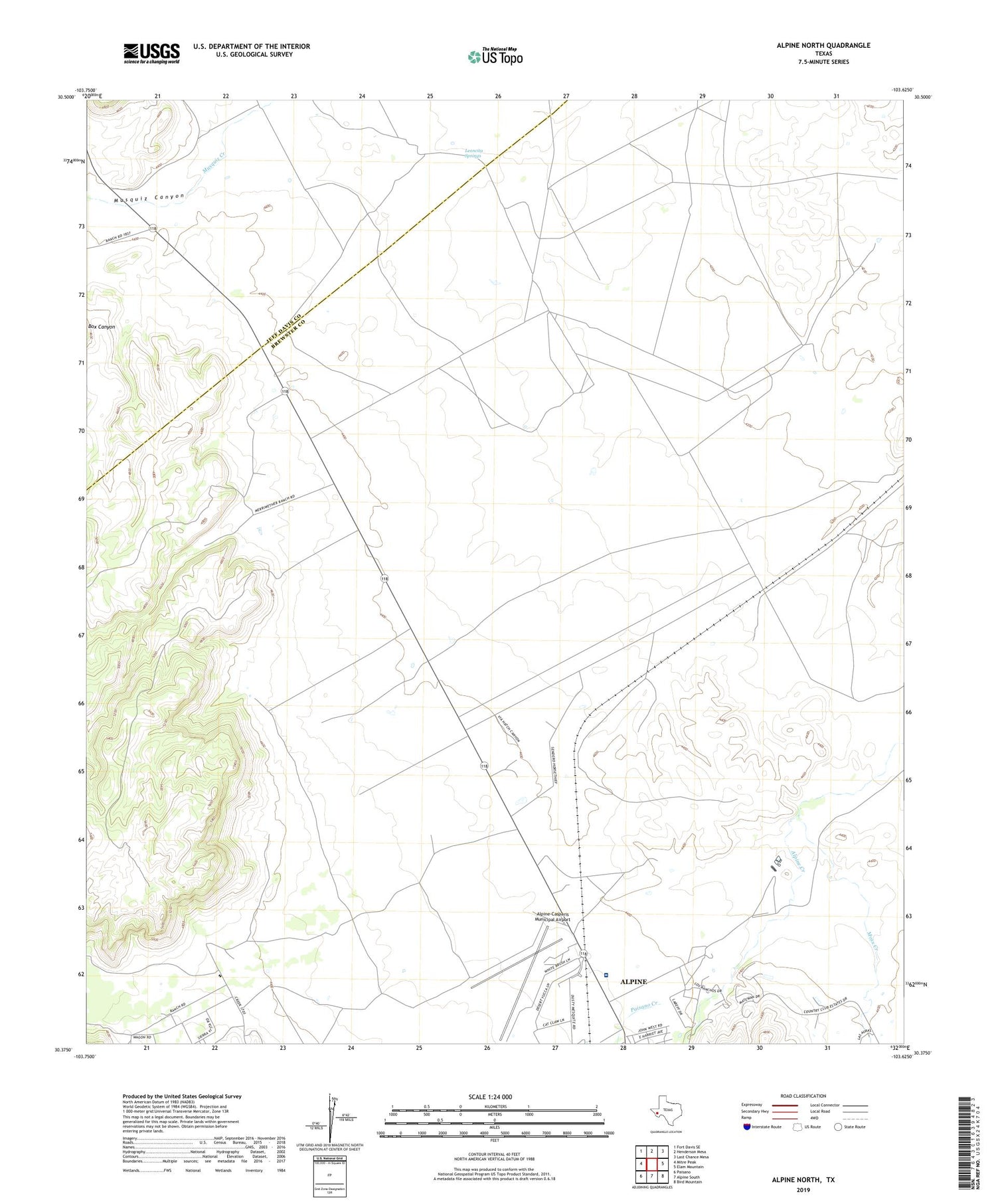 Alpine North Texas US Topo Map Image