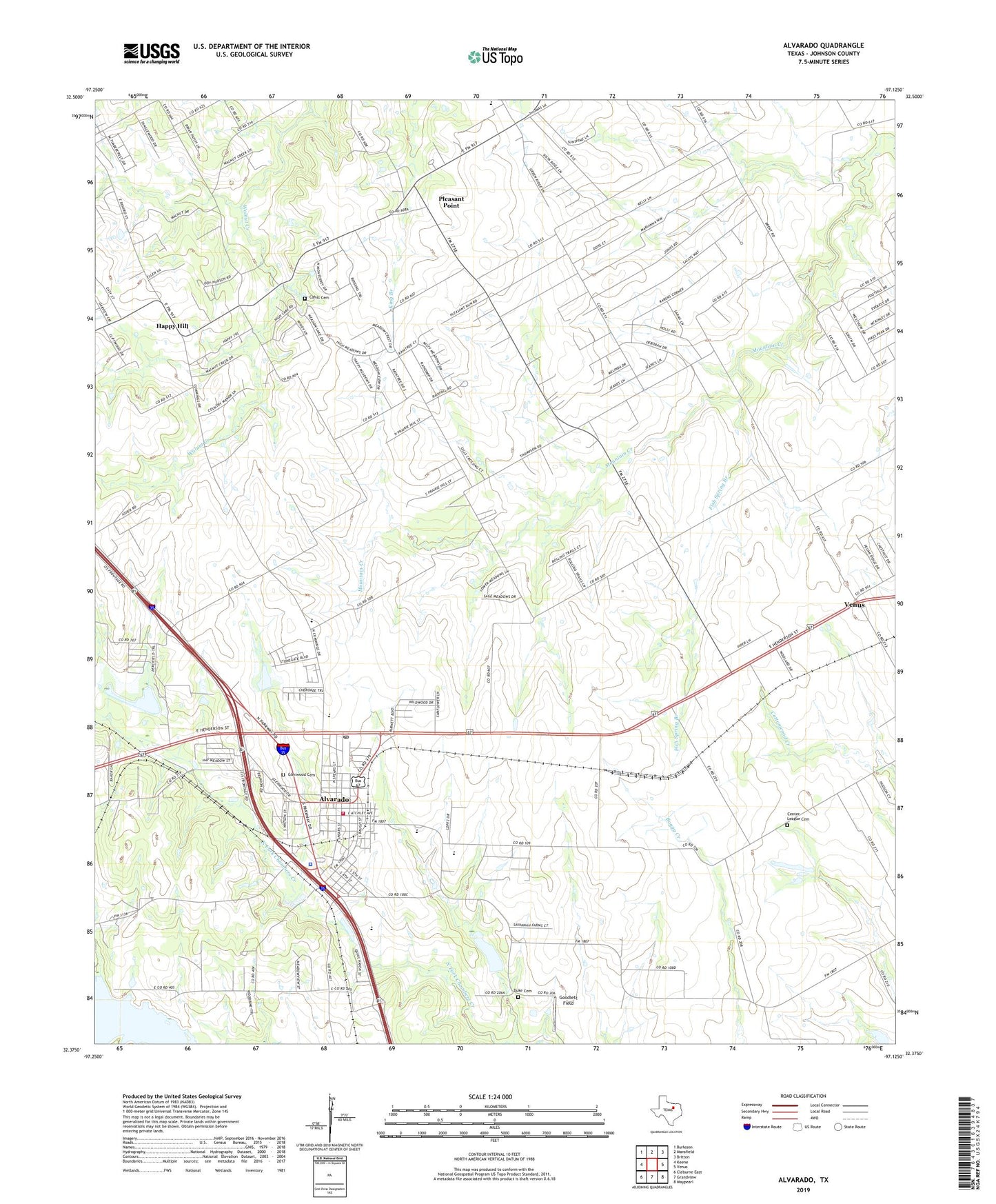 Alvarado Texas US Topo Map Image
