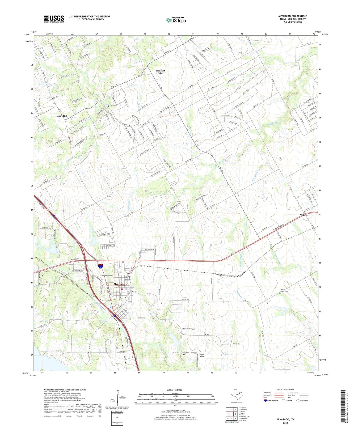 Alvarado Texas US Topo Map Image