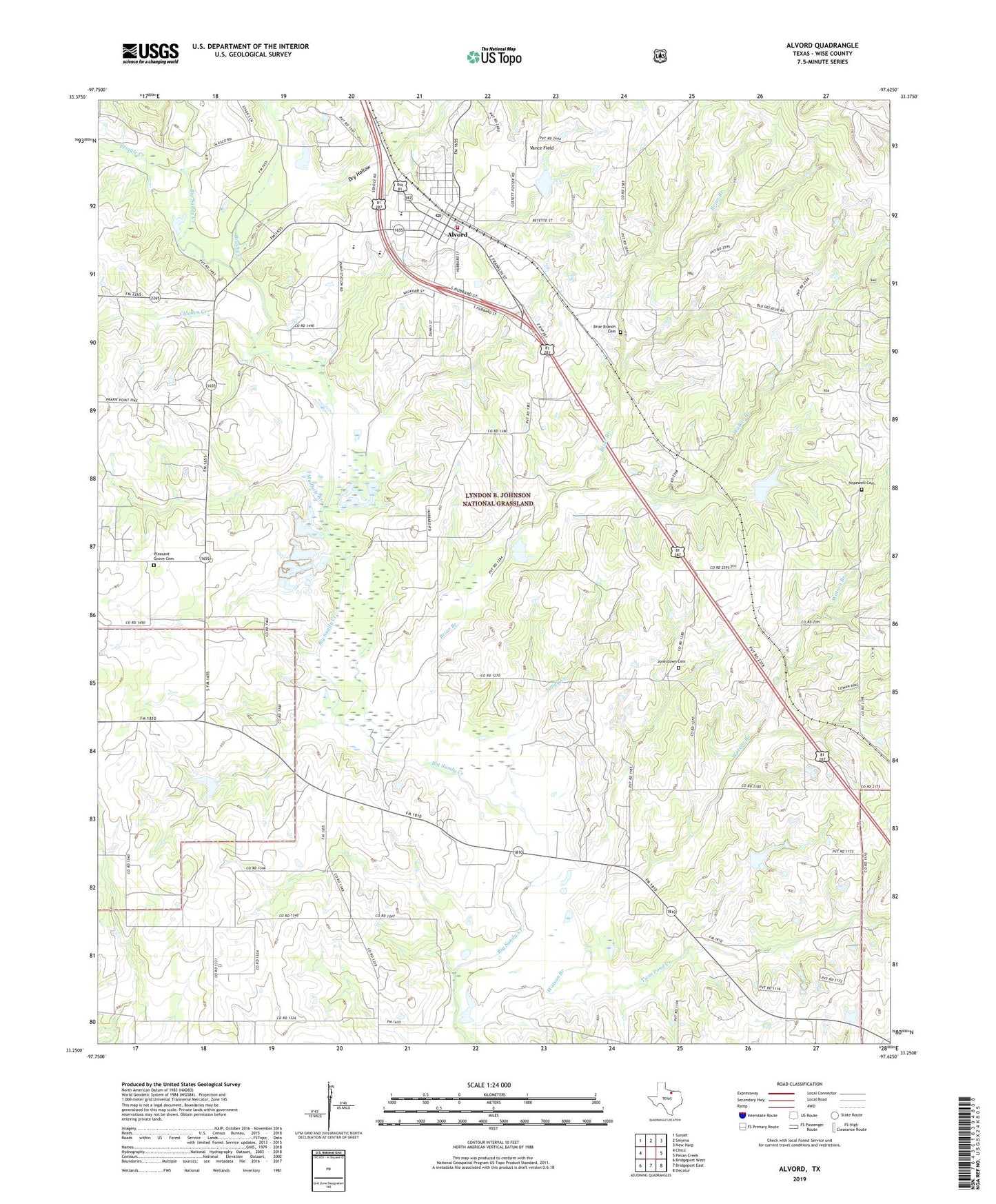 Alvord Texas US Topo Map Image