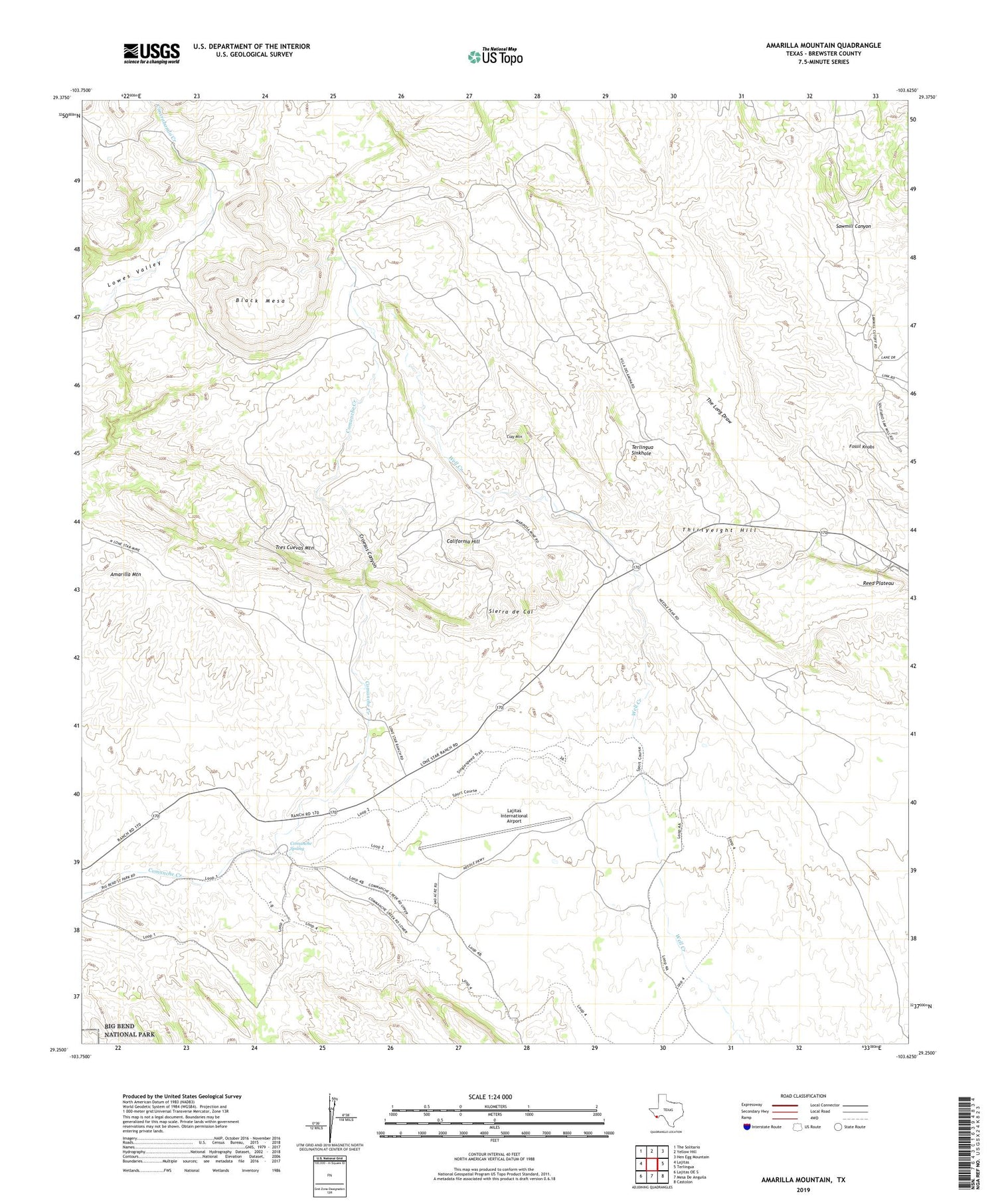 Amarilla Mountain Texas US Topo Map Image
