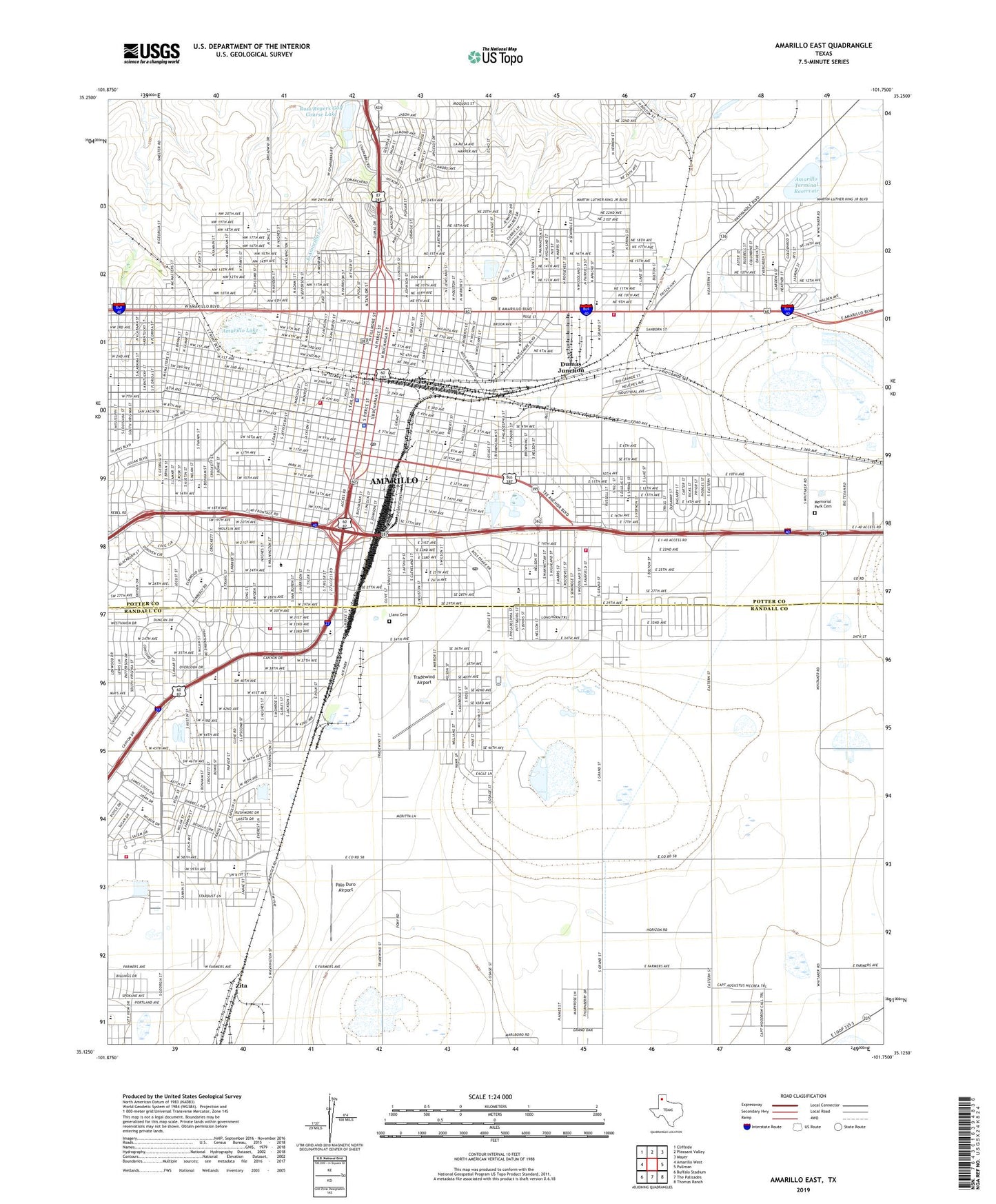 Amarillo East Texas US Topo Map Image