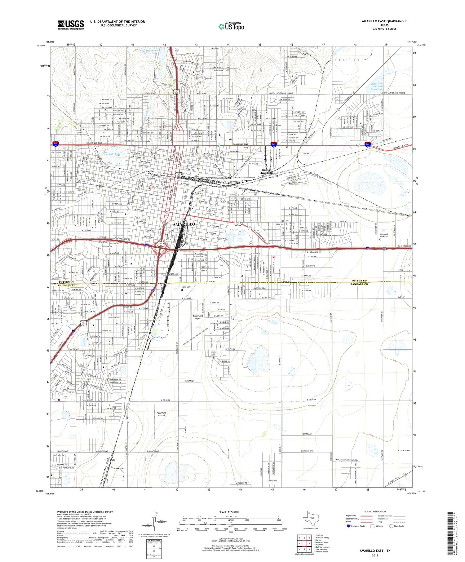 Amarillo East Texas US Topo Map Image