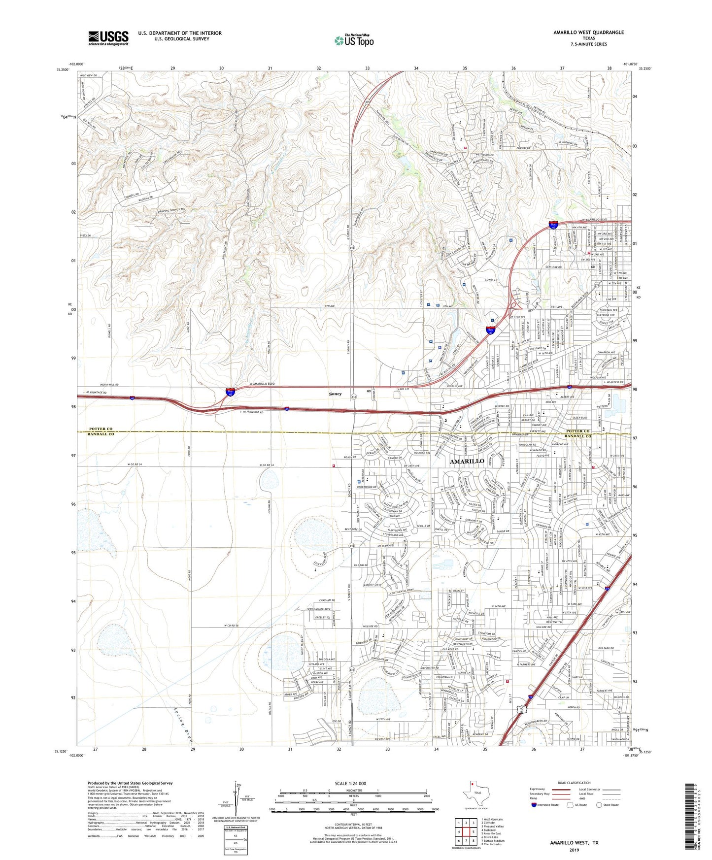 Amarillo West Texas US Topo Map Image