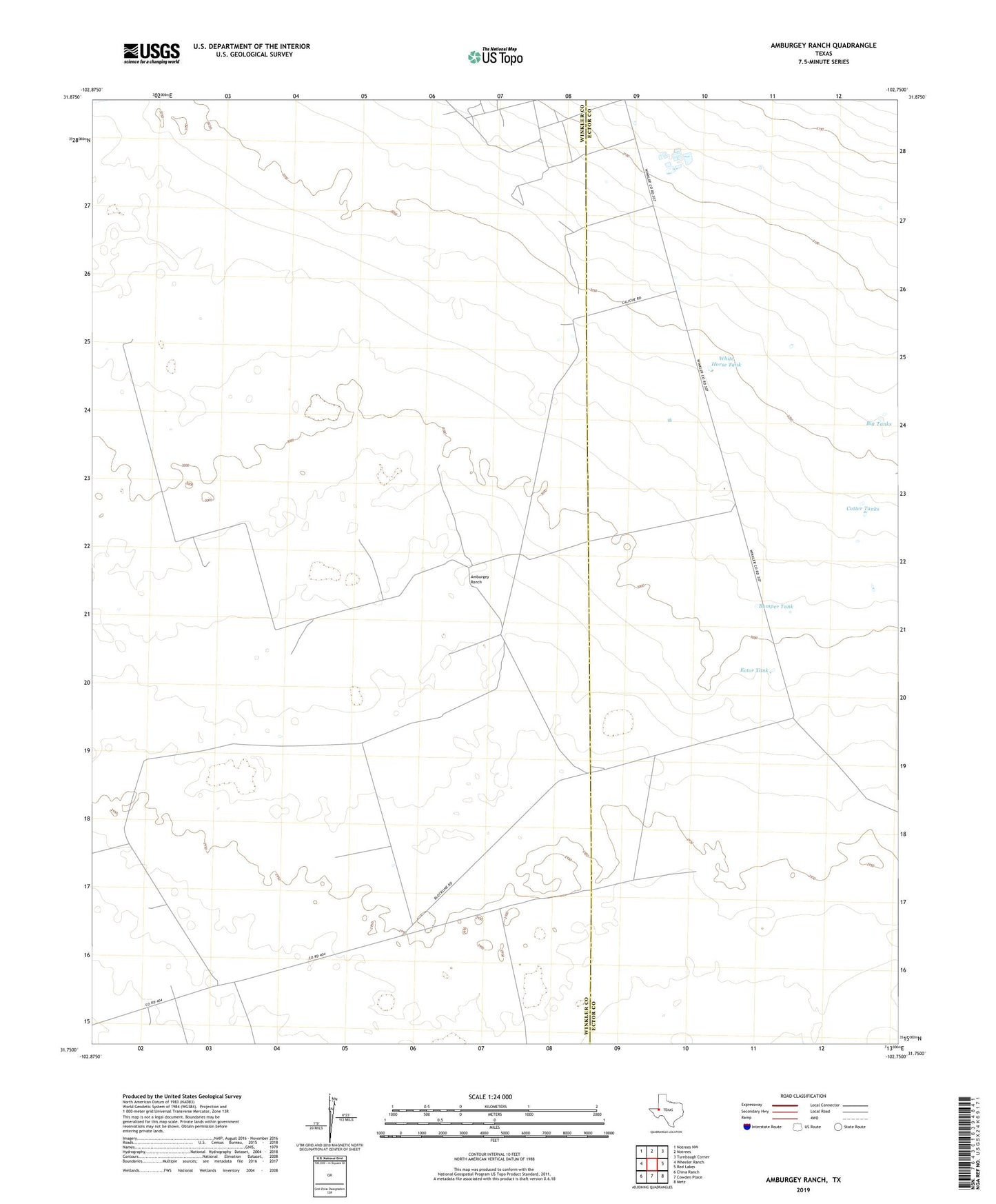 Amburgey Ranch Texas US Topo Map Image