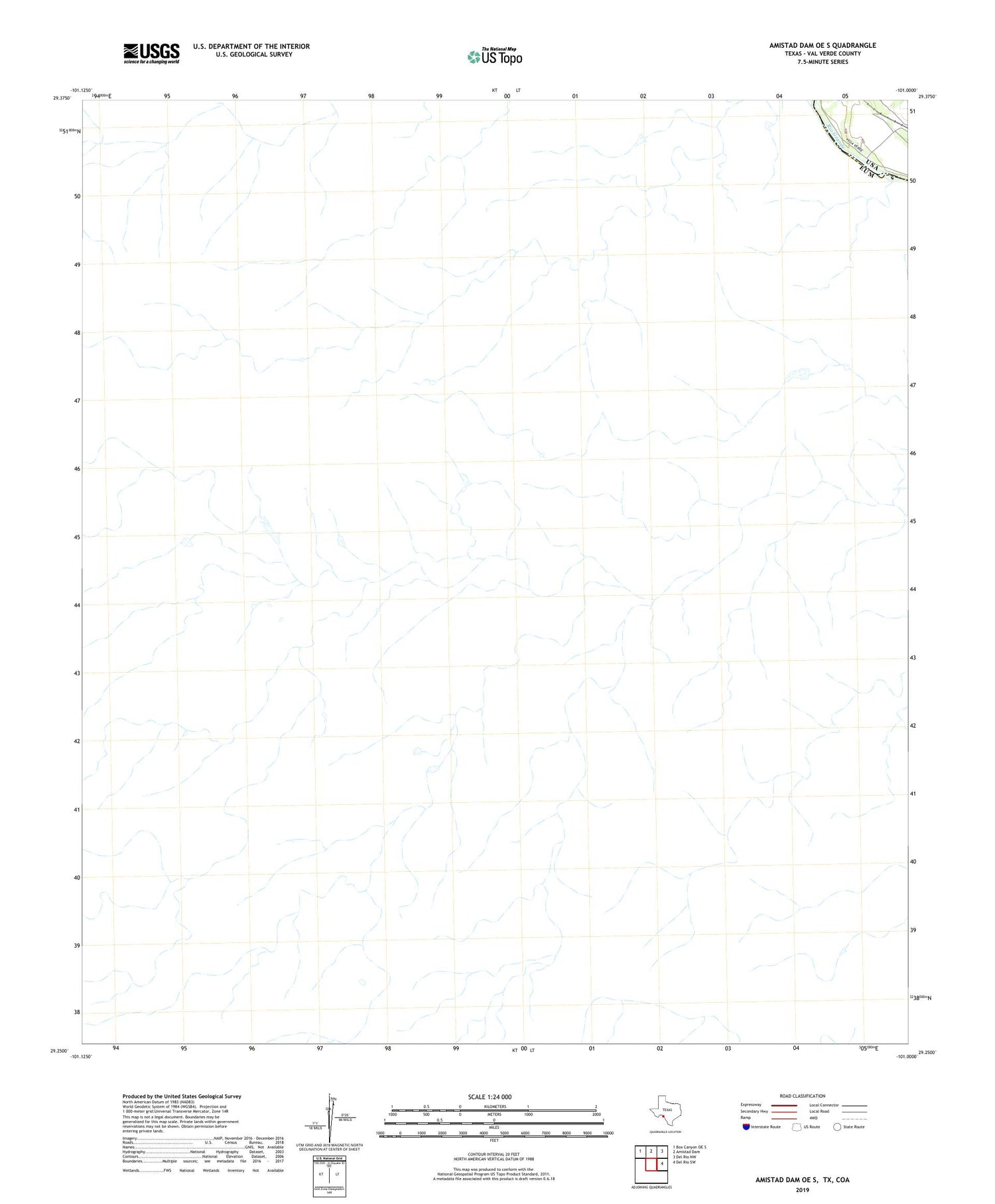 Amistad Dam OE S Texas US Topo Map Image