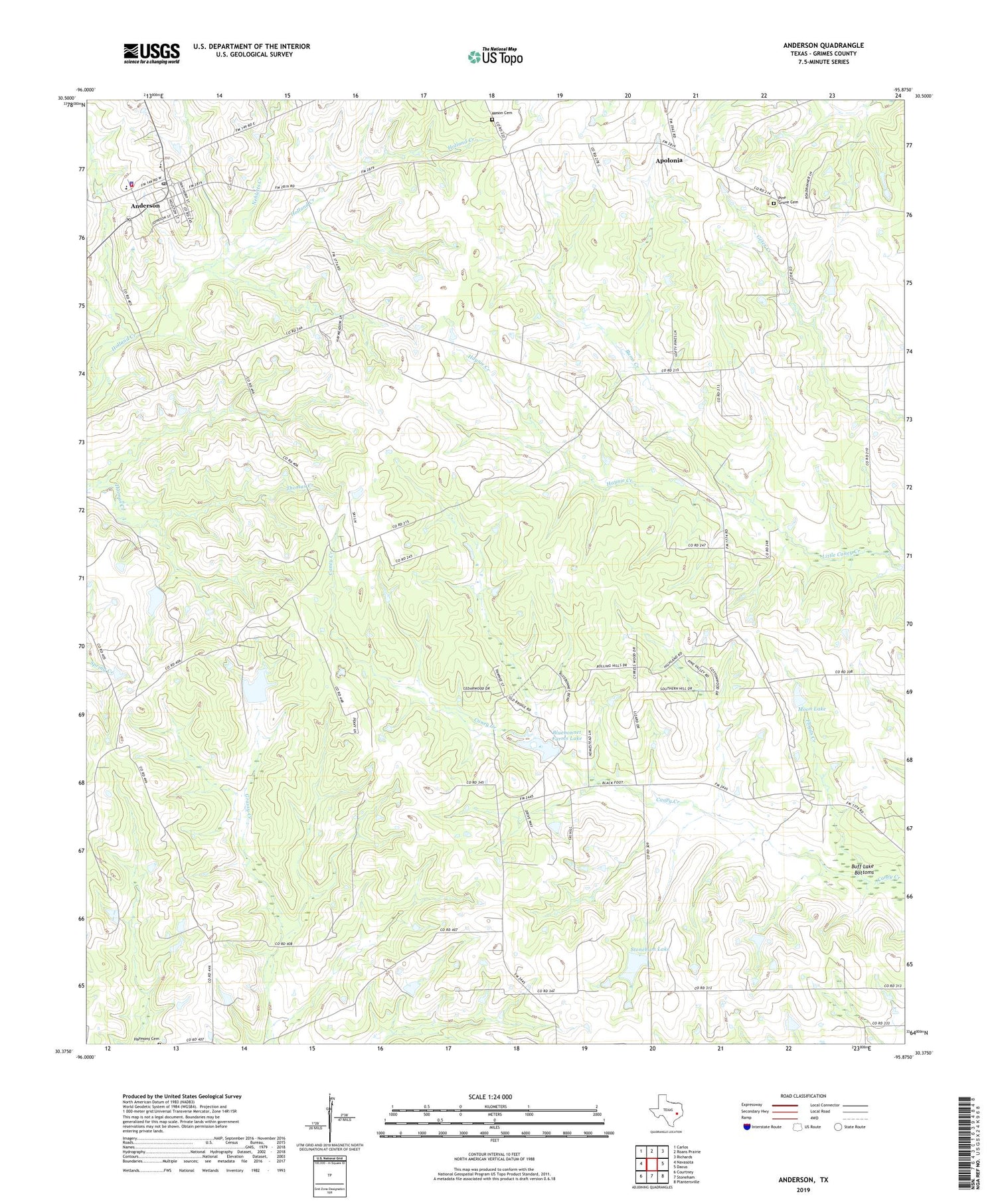 Anderson Texas US Topo Map Image