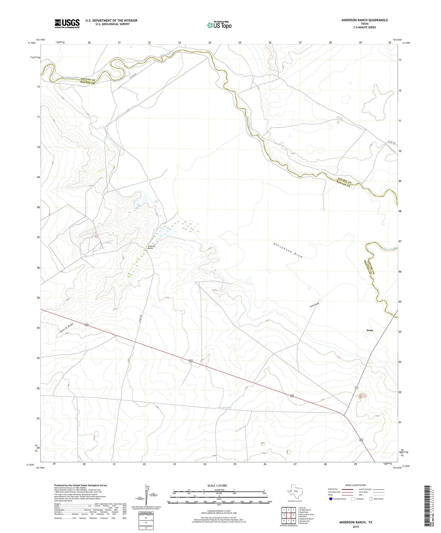 Anderson Ranch Texas US Topo Map Image