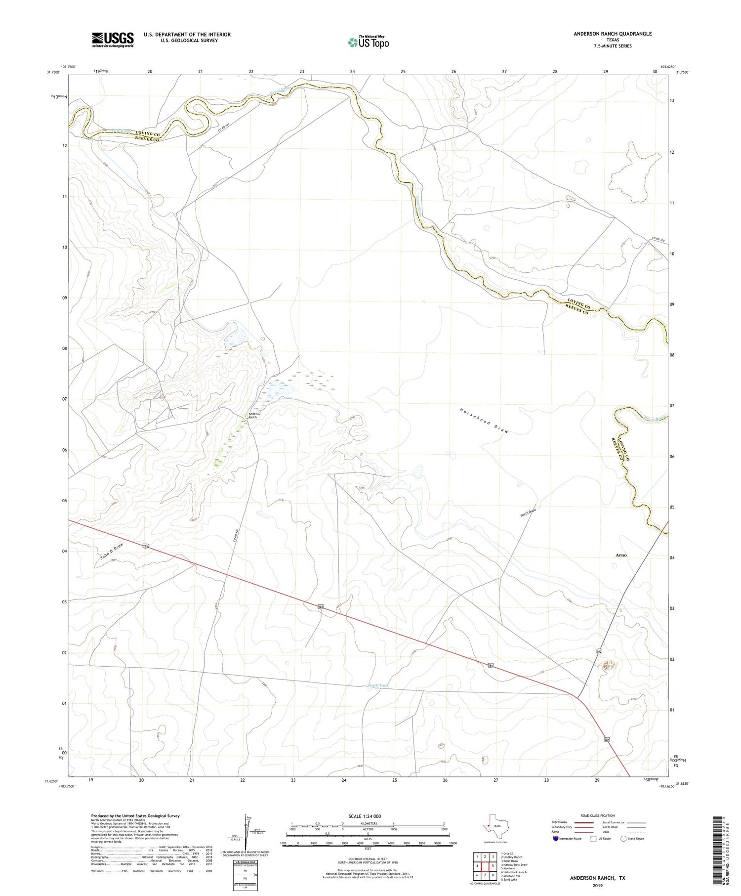 Anderson Ranch Texas US Topo Map Image