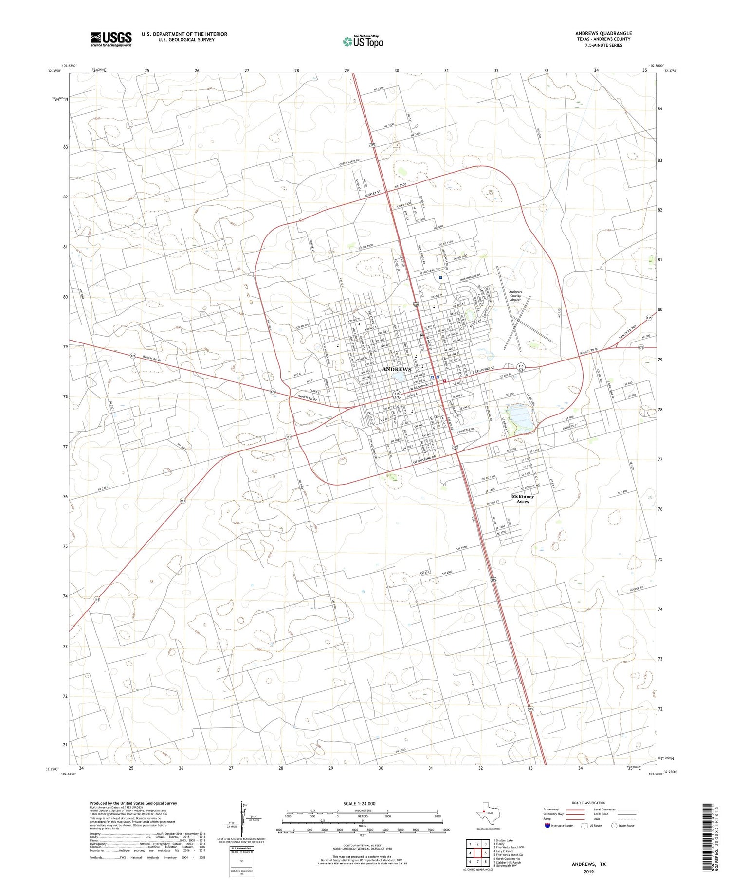 Andrews Texas US Topo Map Image