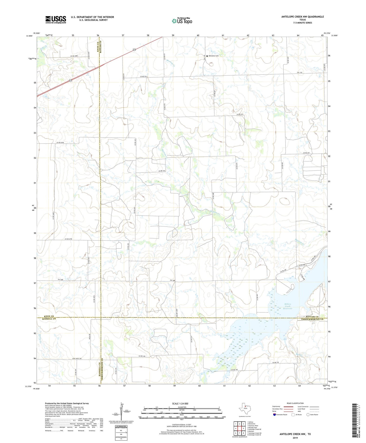 Antelope Creek NW Texas US Topo Map Image