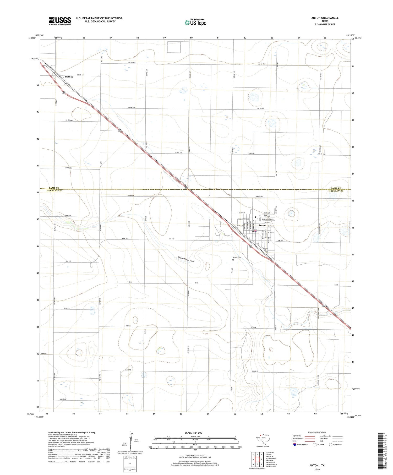 Anton Texas US Topo Map Image