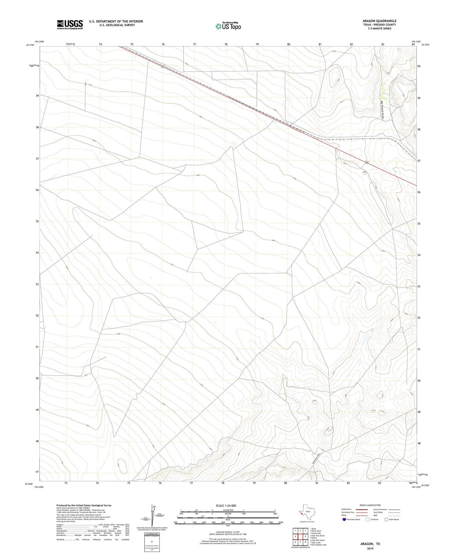 Aragon Texas US Topo Map Image