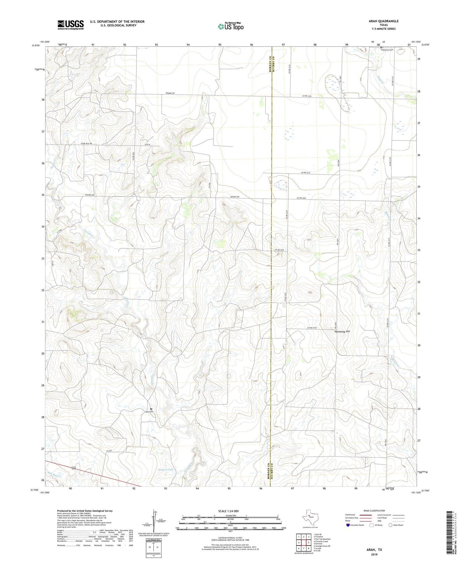 Arah Texas US Topo Map Image