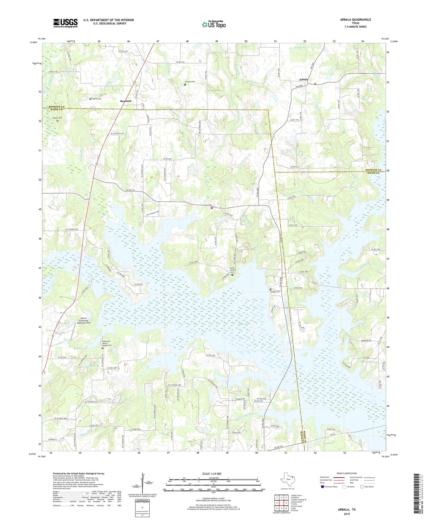 Arbala Texas US Topo Map Image