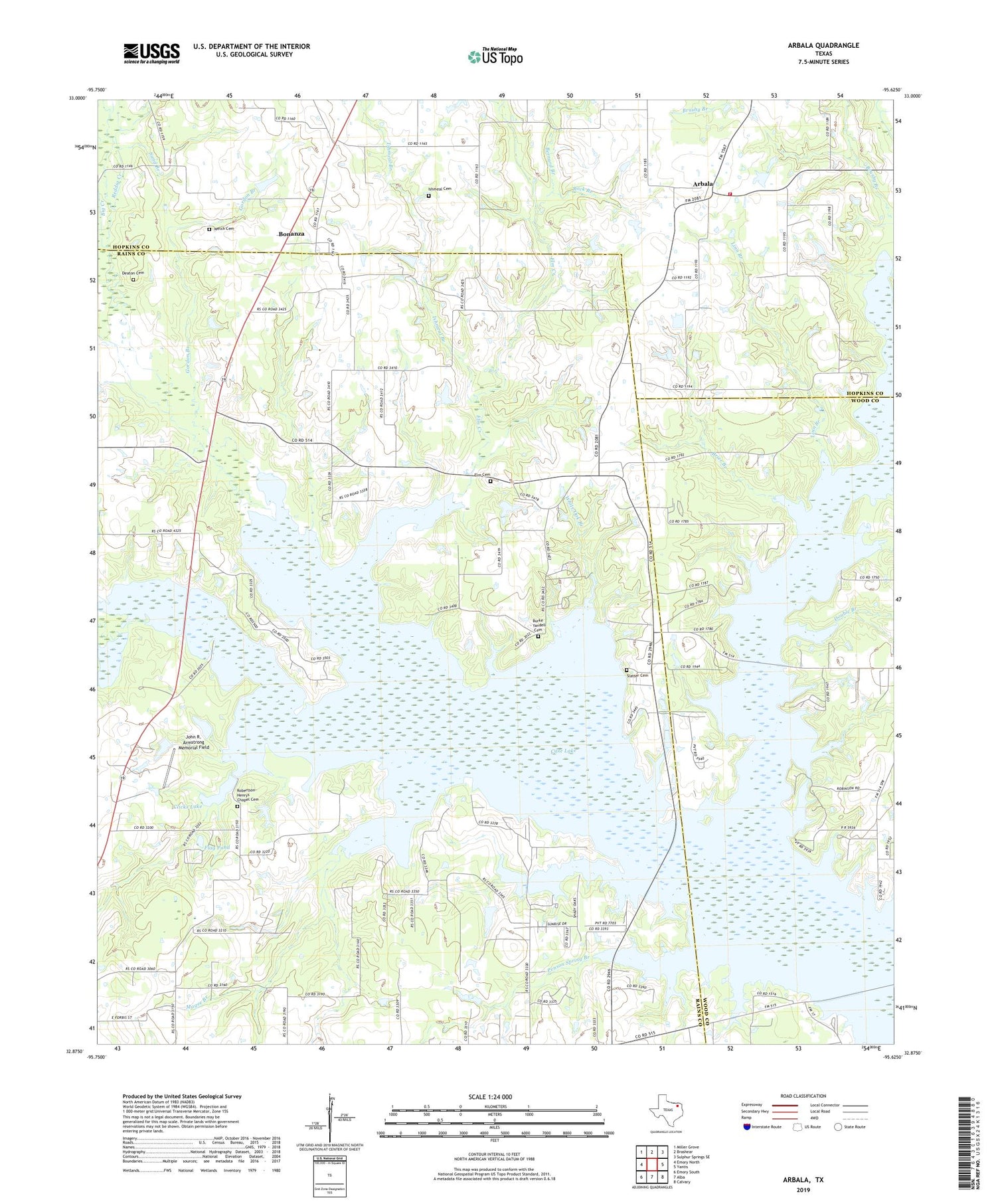 Arbala Texas US Topo Map Image