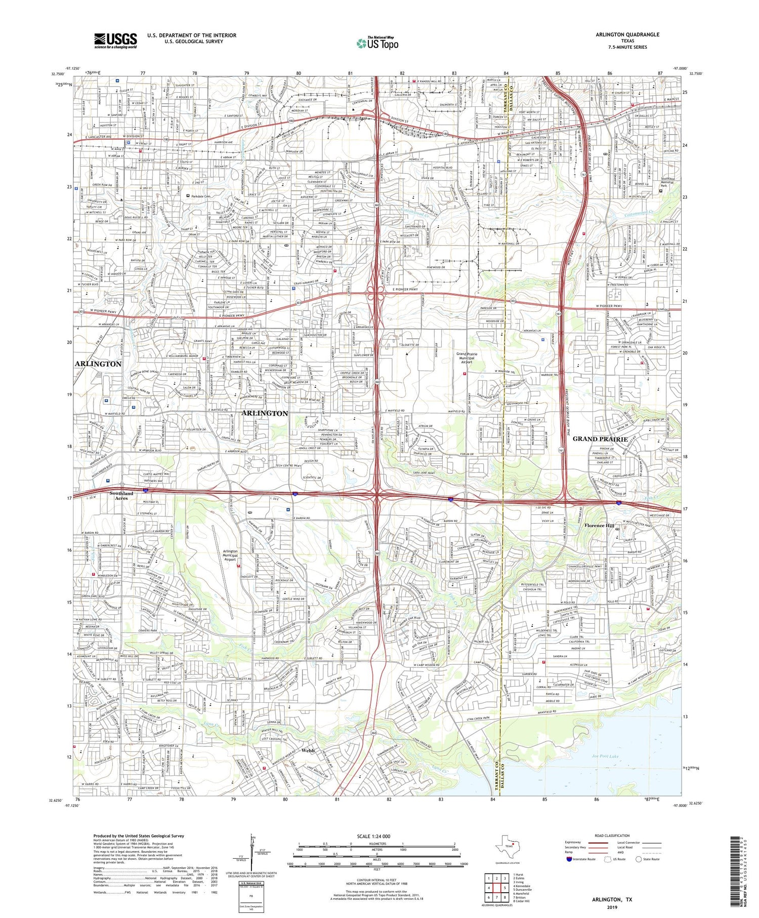 Arlington Texas US Topo Map Image