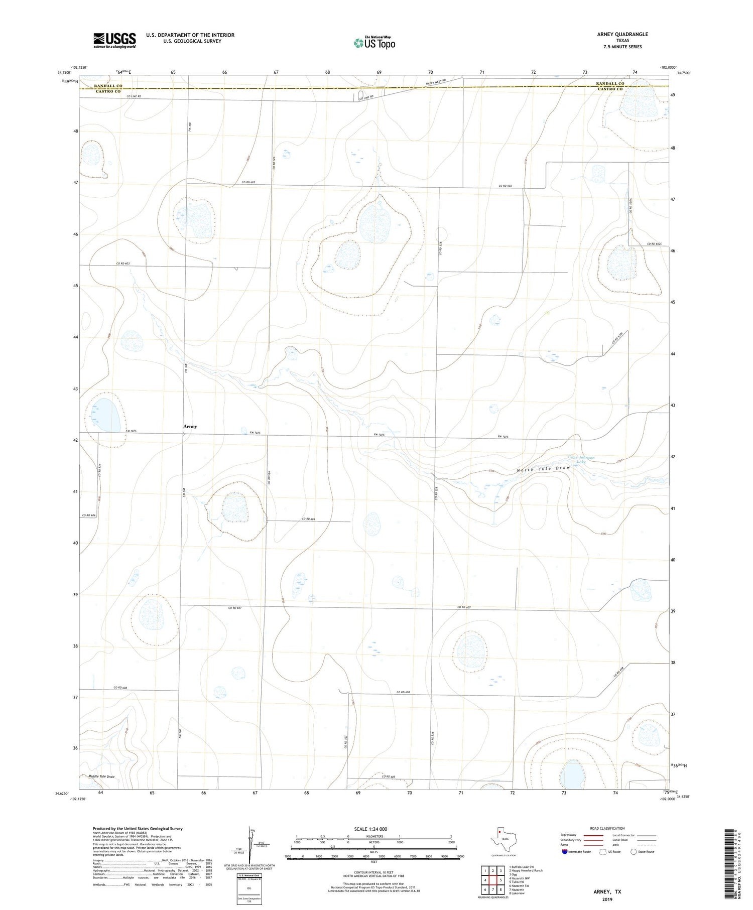 Arney Texas US Topo Map Image