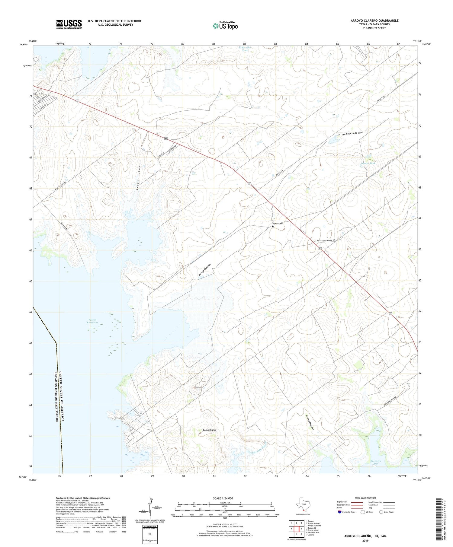 Arroyo Clareno Texas US Topo Map Image