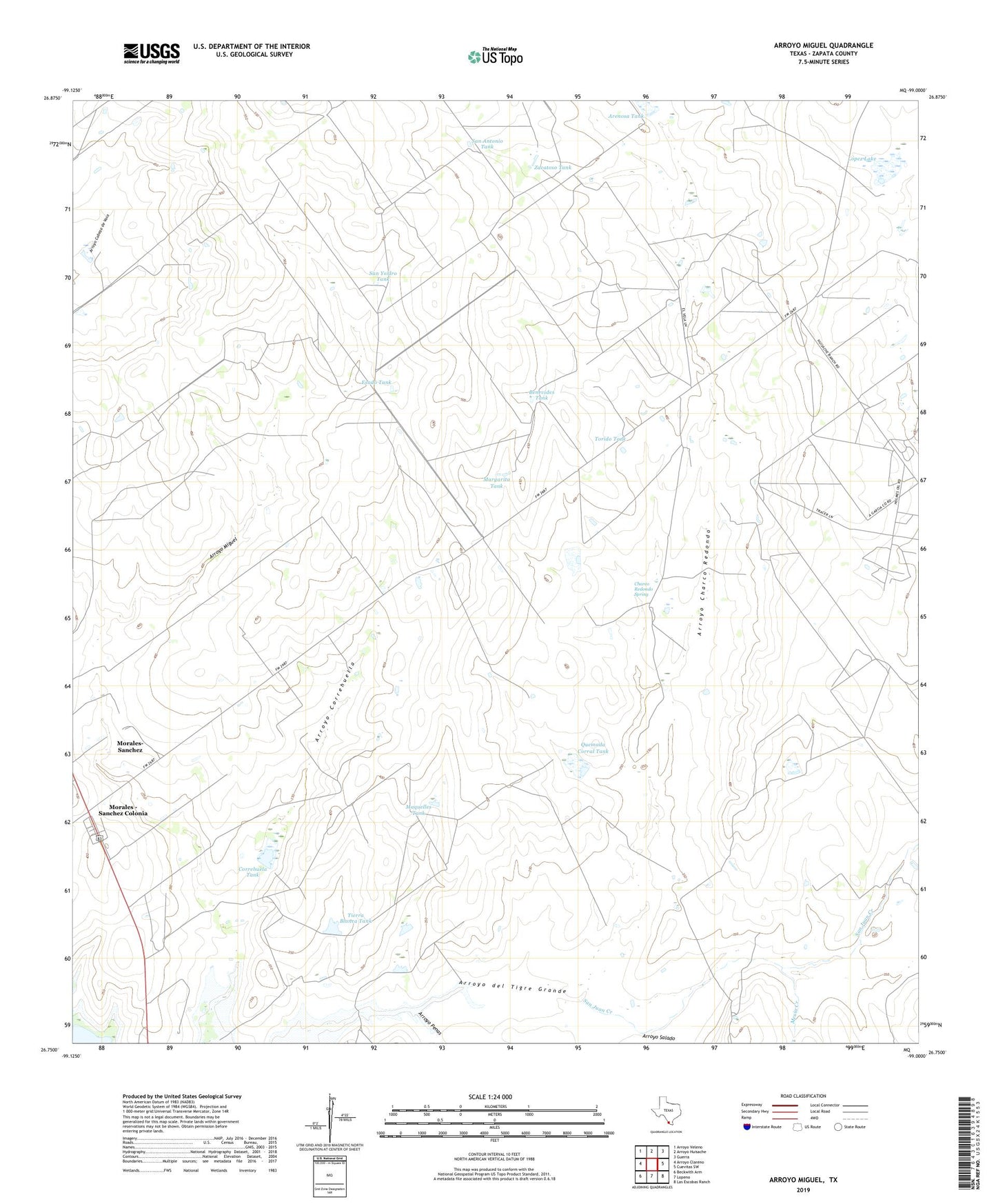 Arroyo Miguel Texas US Topo Map Image