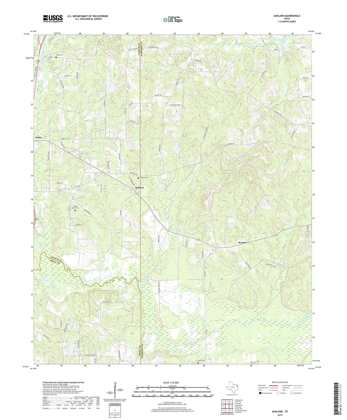 Ashland Texas US Topo Map Image