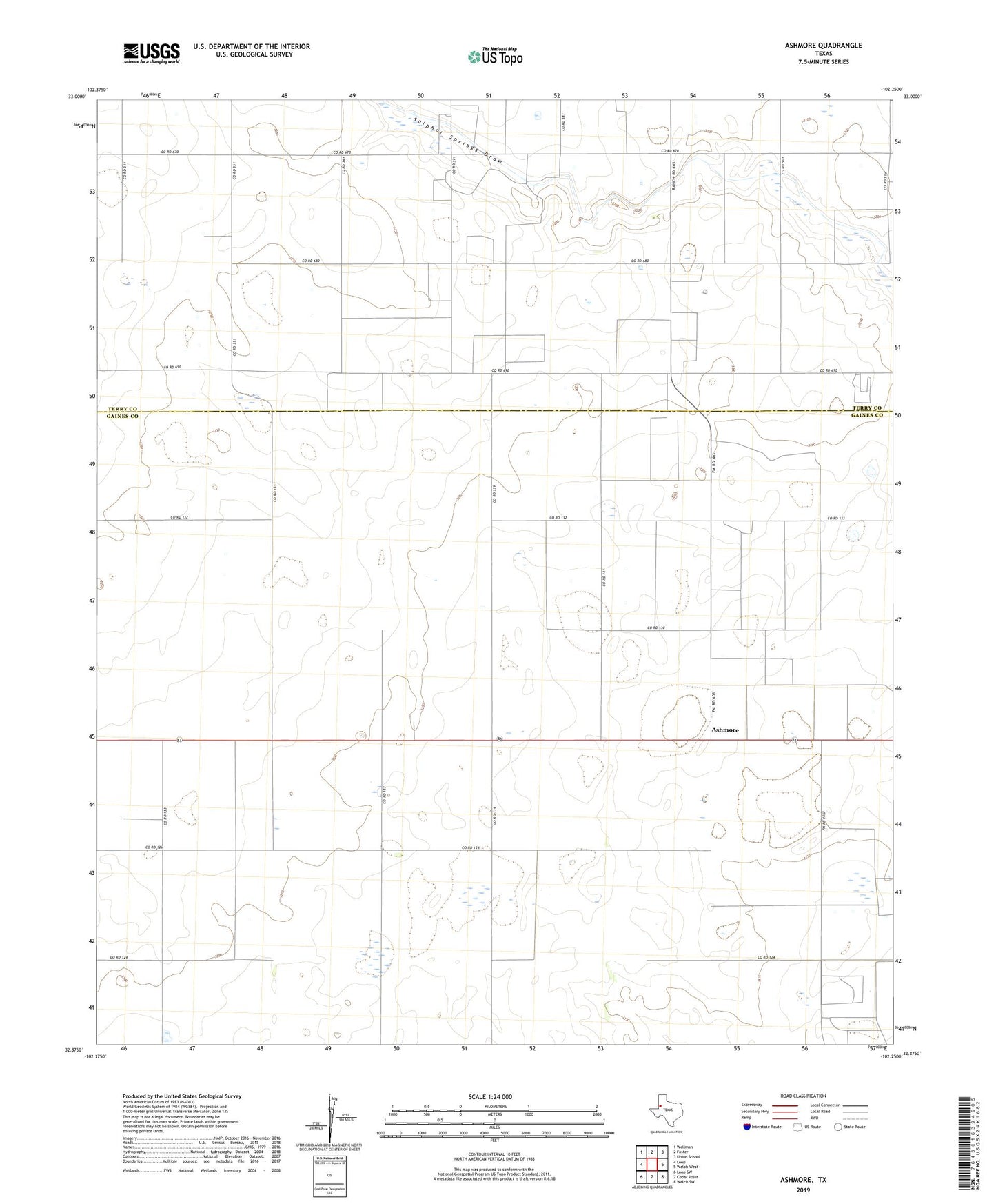 Ashmore Texas US Topo Map Image