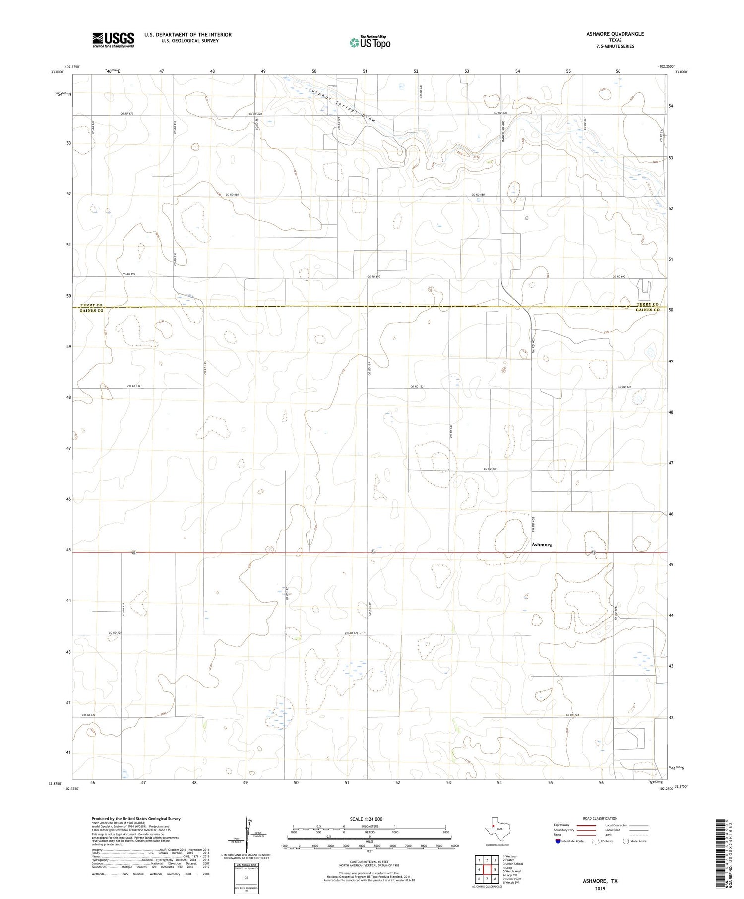 Ashmore Texas US Topo Map Image