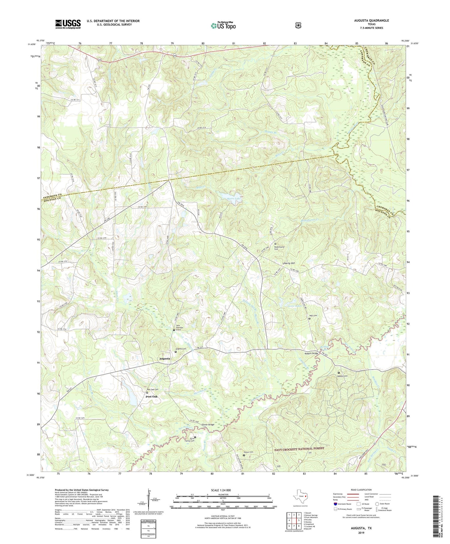 Augusta Texas US Topo Map Image