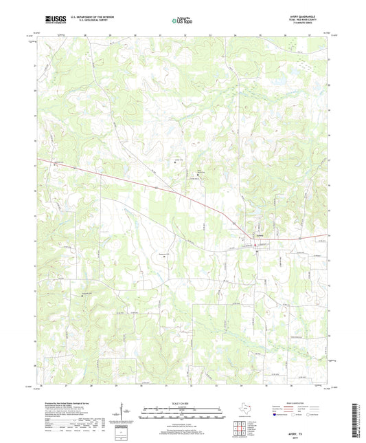 Avery Texas US Topo Map Image
