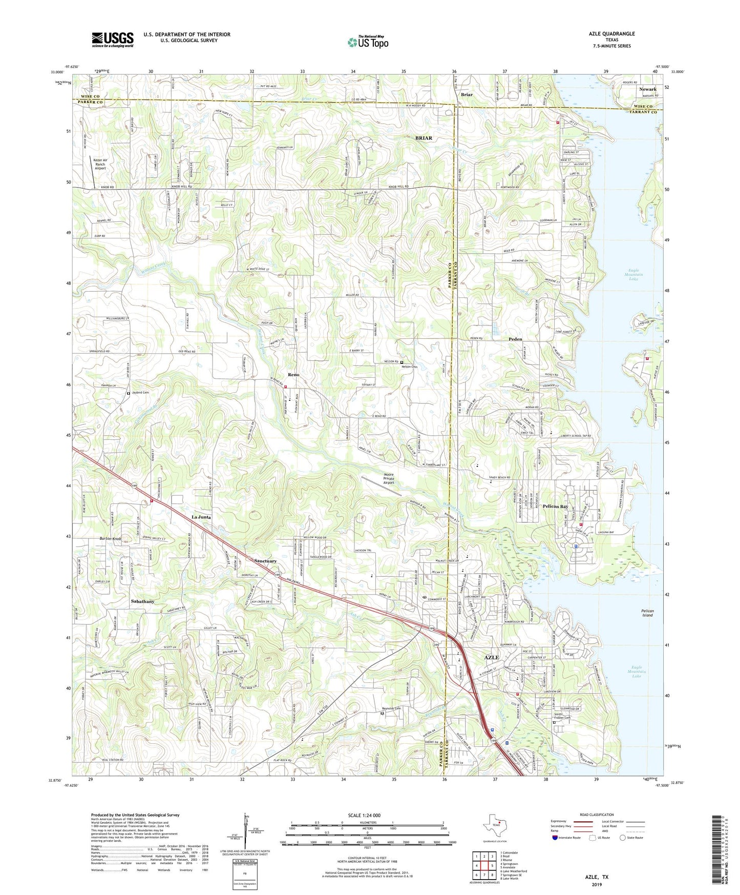 Azle Texas US Topo Map Image