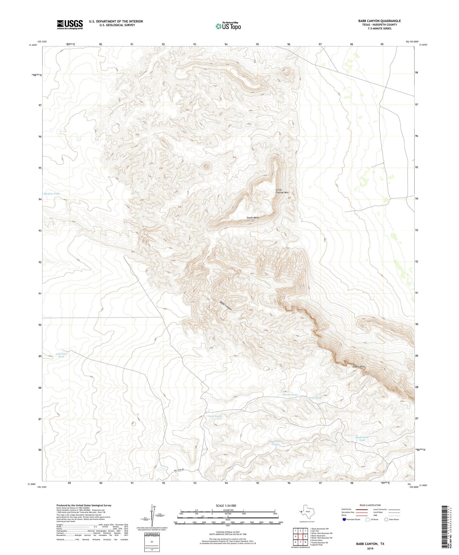 Babb Canyon Texas US Topo Map Image