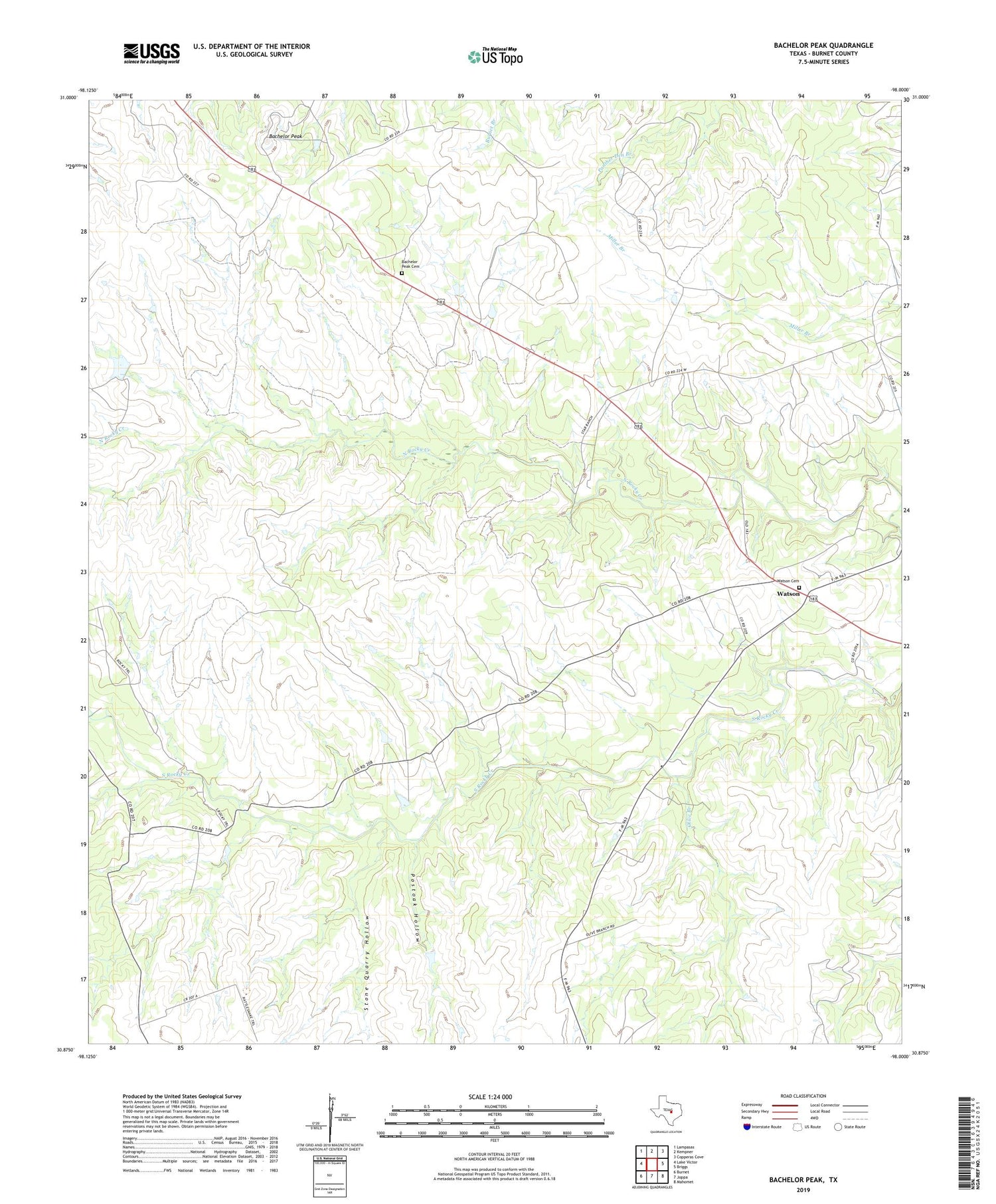 Bachelor Peak Texas US Topo Map Image