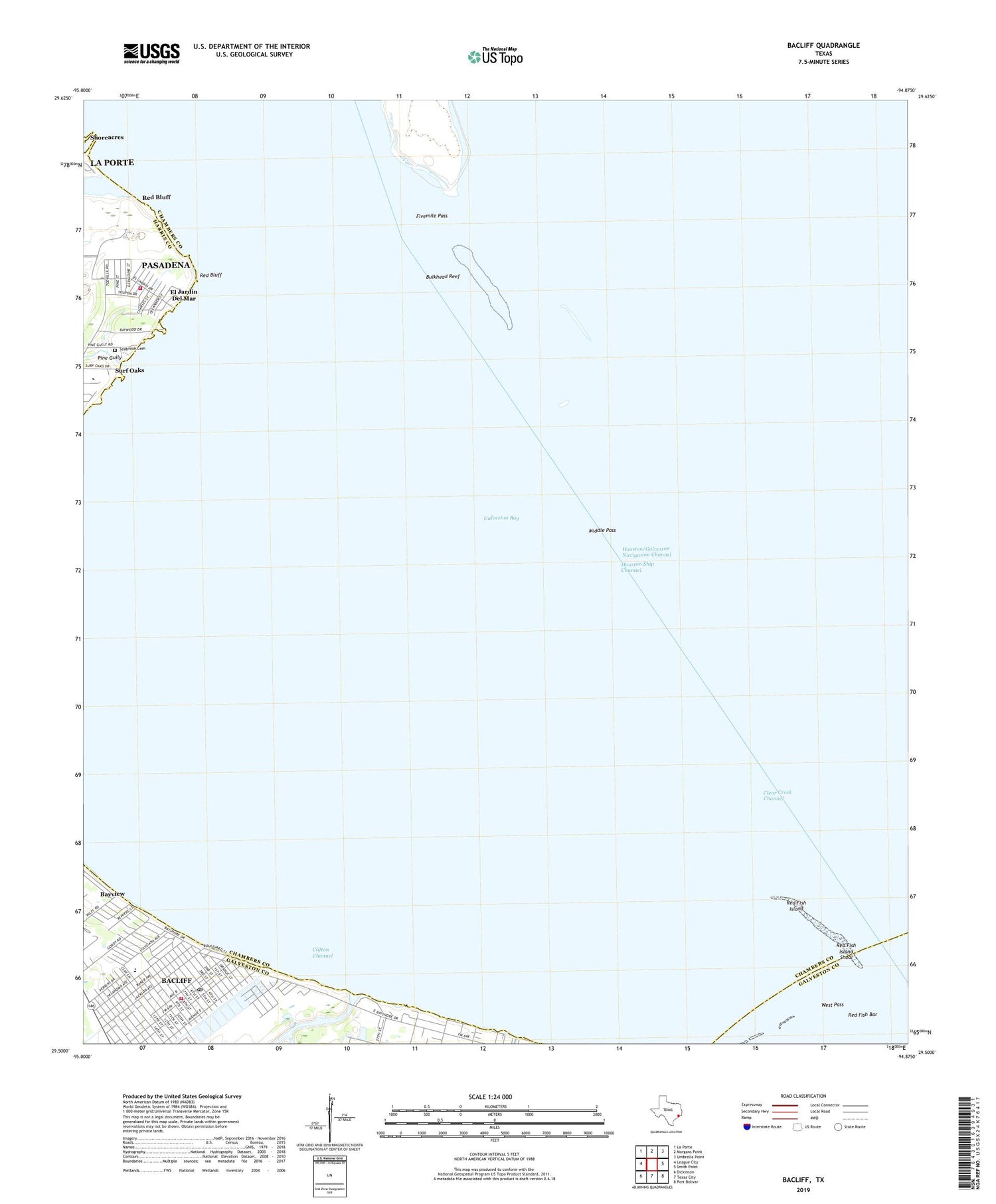 Bacliff Texas US Topo Map Image