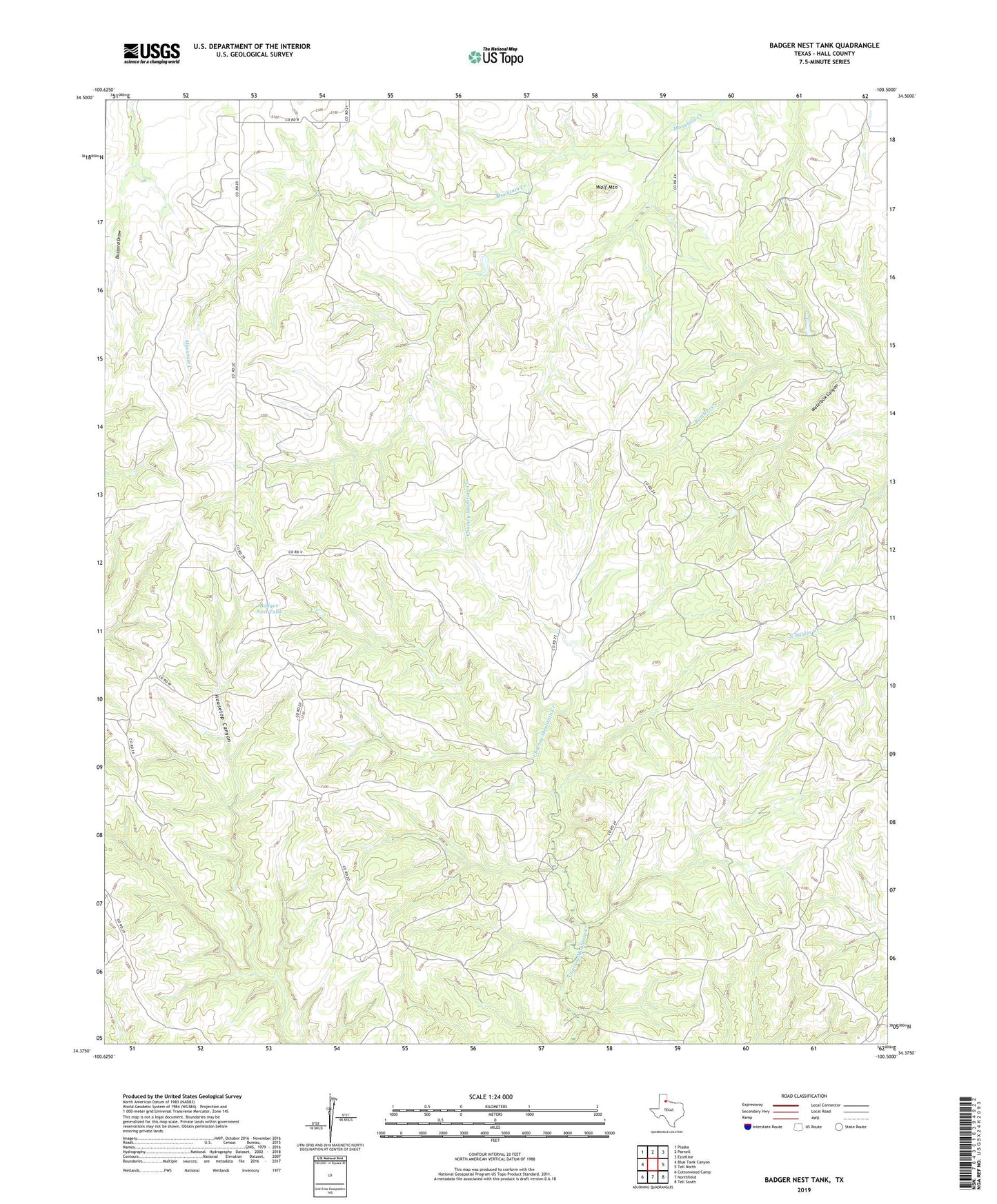 Badger Nest Tank Texas US Topo Map Image