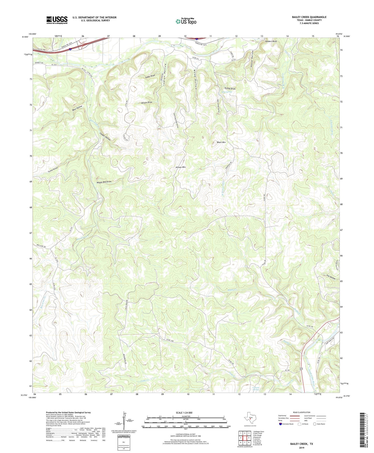 Bailey Creek Texas US Topo Map Image