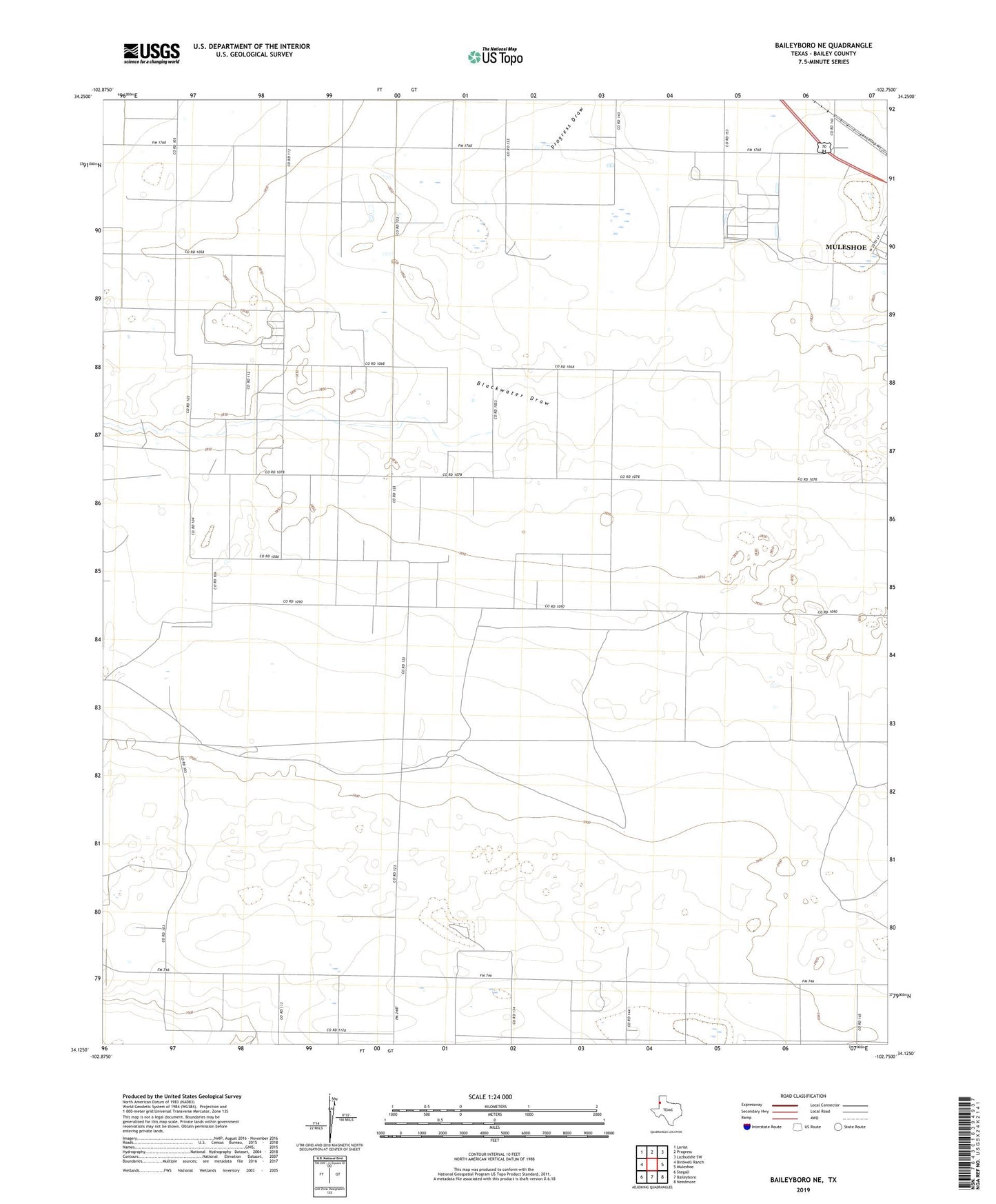 Baileyboro NE Texas US Topo Map Image