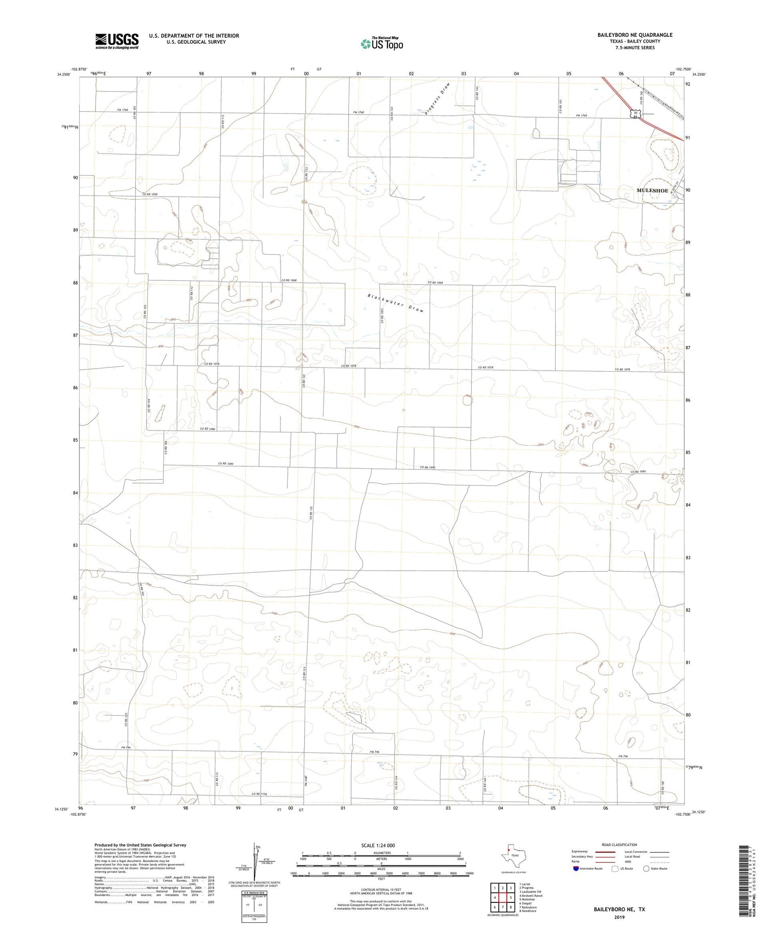 Baileyboro NE Texas US Topo Map Image