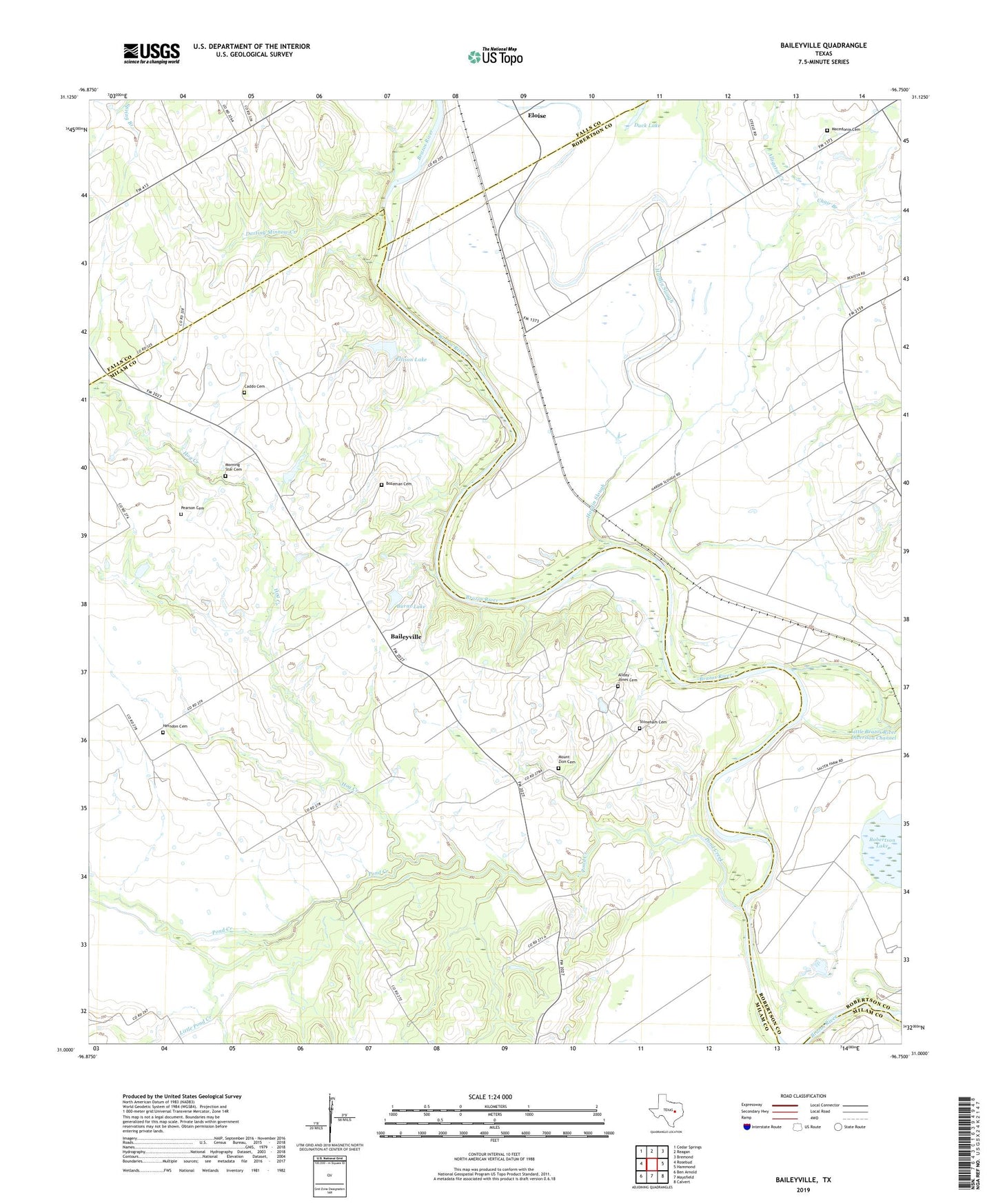 Baileyville Texas US Topo Map Image