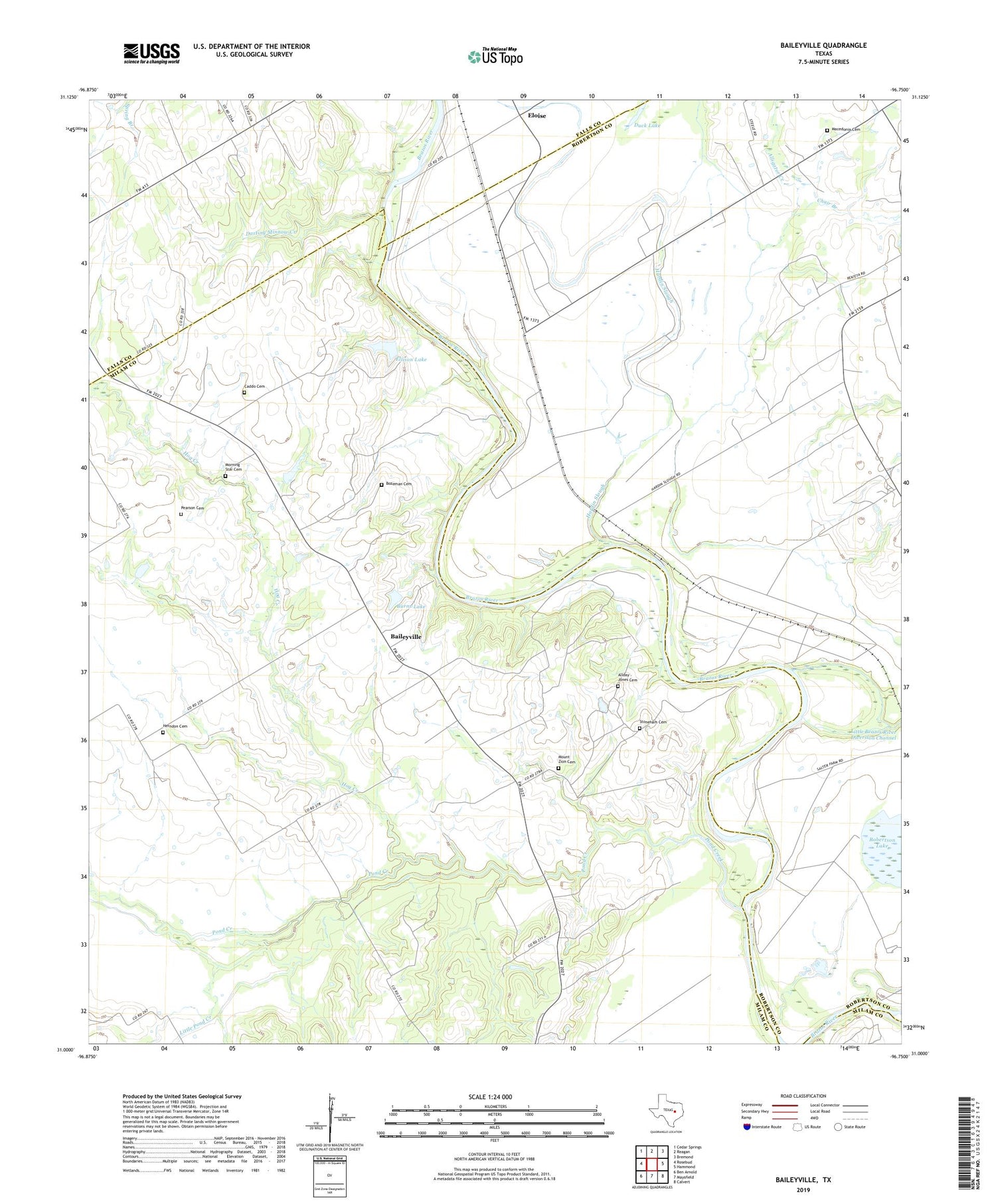 Baileyville Texas US Topo Map Image