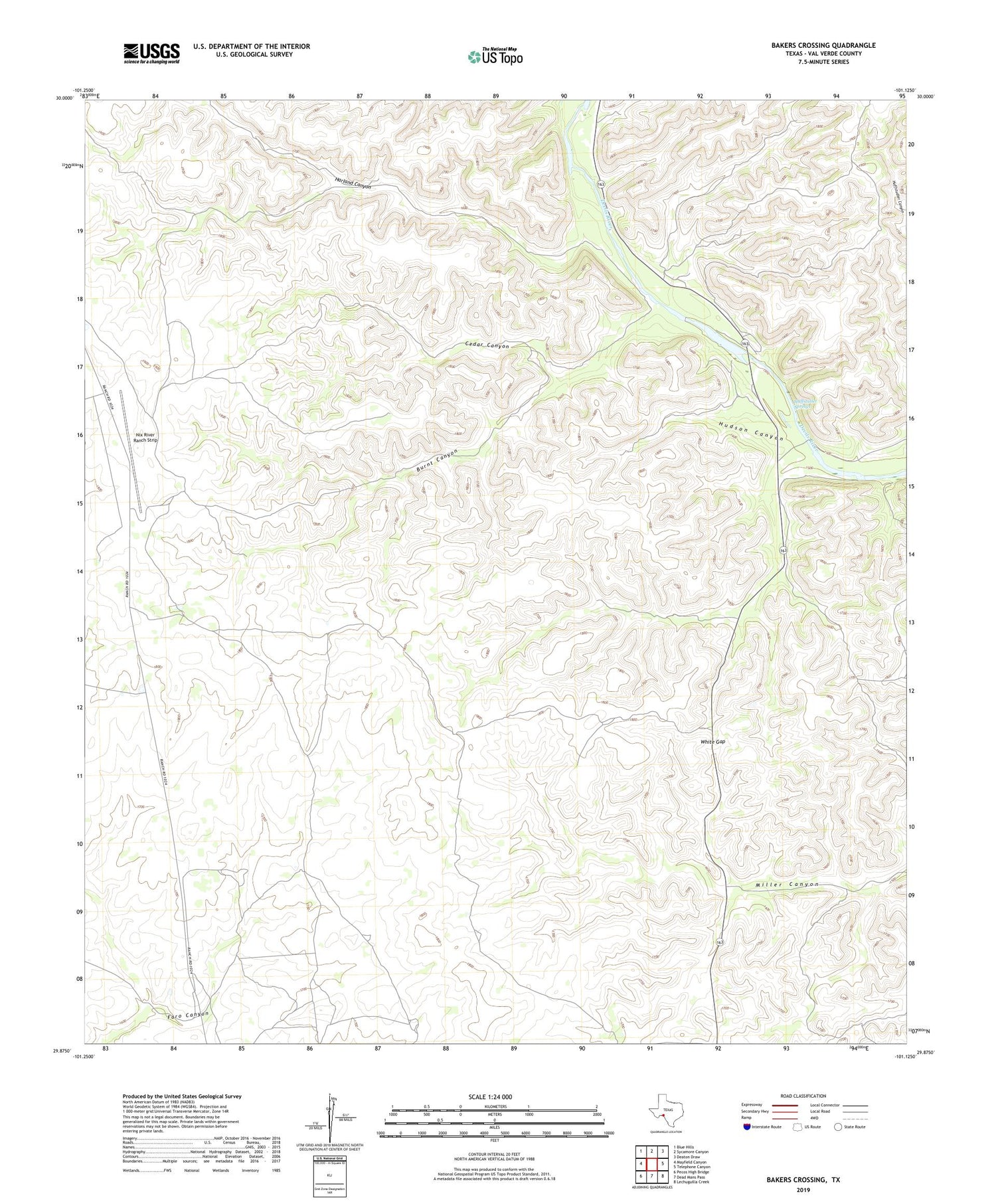Bakers Crossing Texas US Topo Map Image