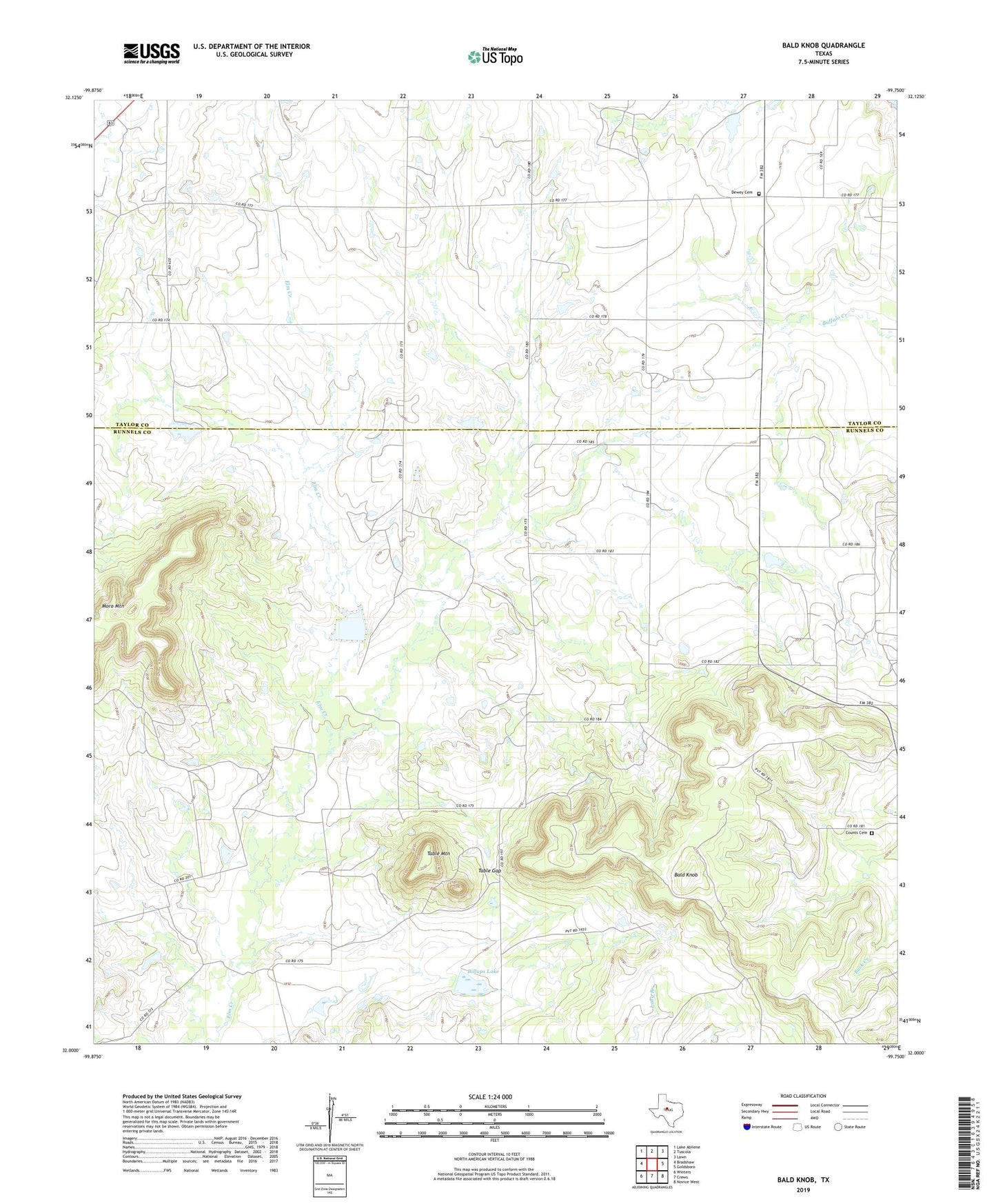 Bald Knob Texas US Topo Map Image