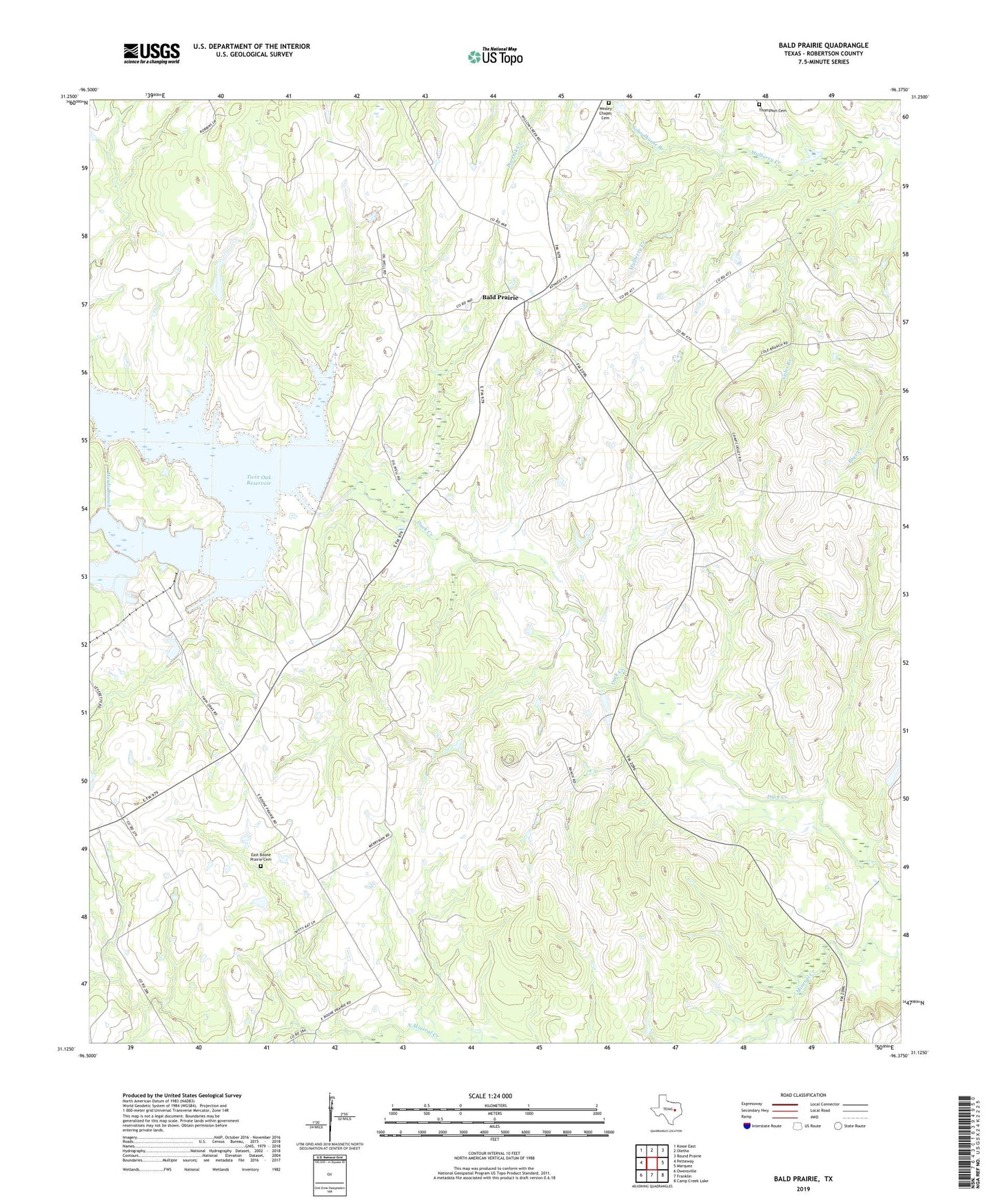 Bald Prairie Texas US Topo Map Image
