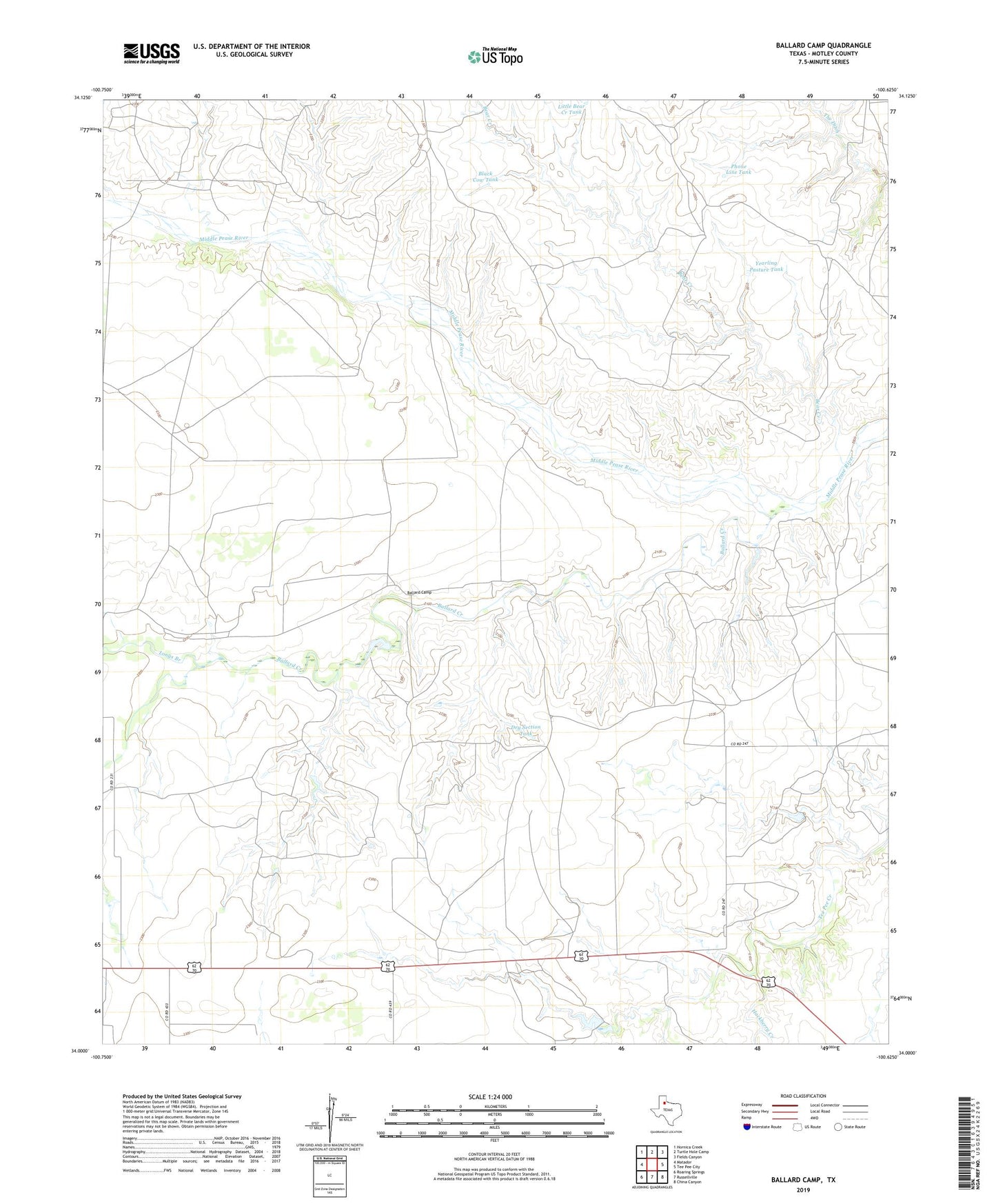 Ballard Camp Texas US Topo Map Image