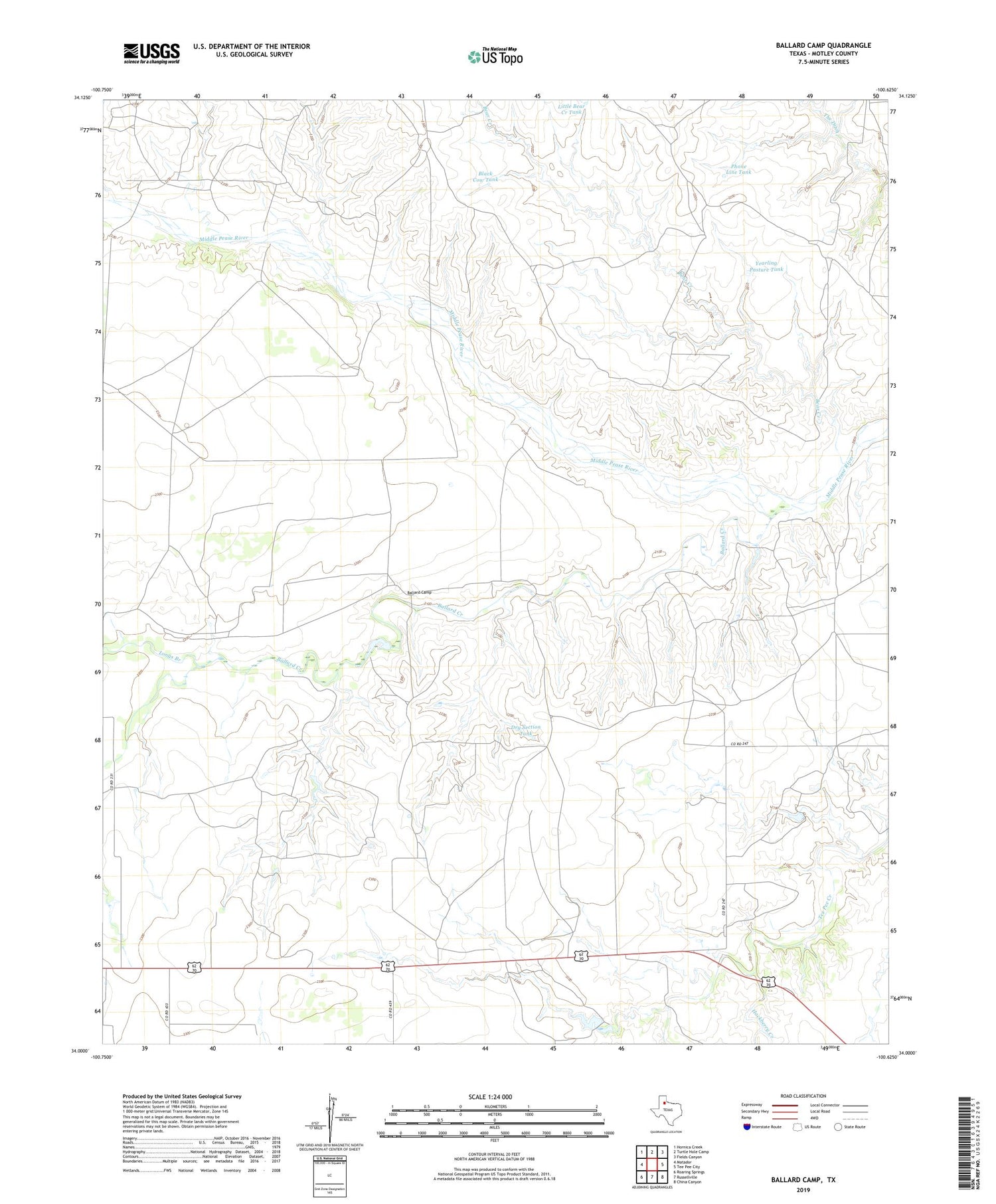 Ballard Camp Texas US Topo Map Image