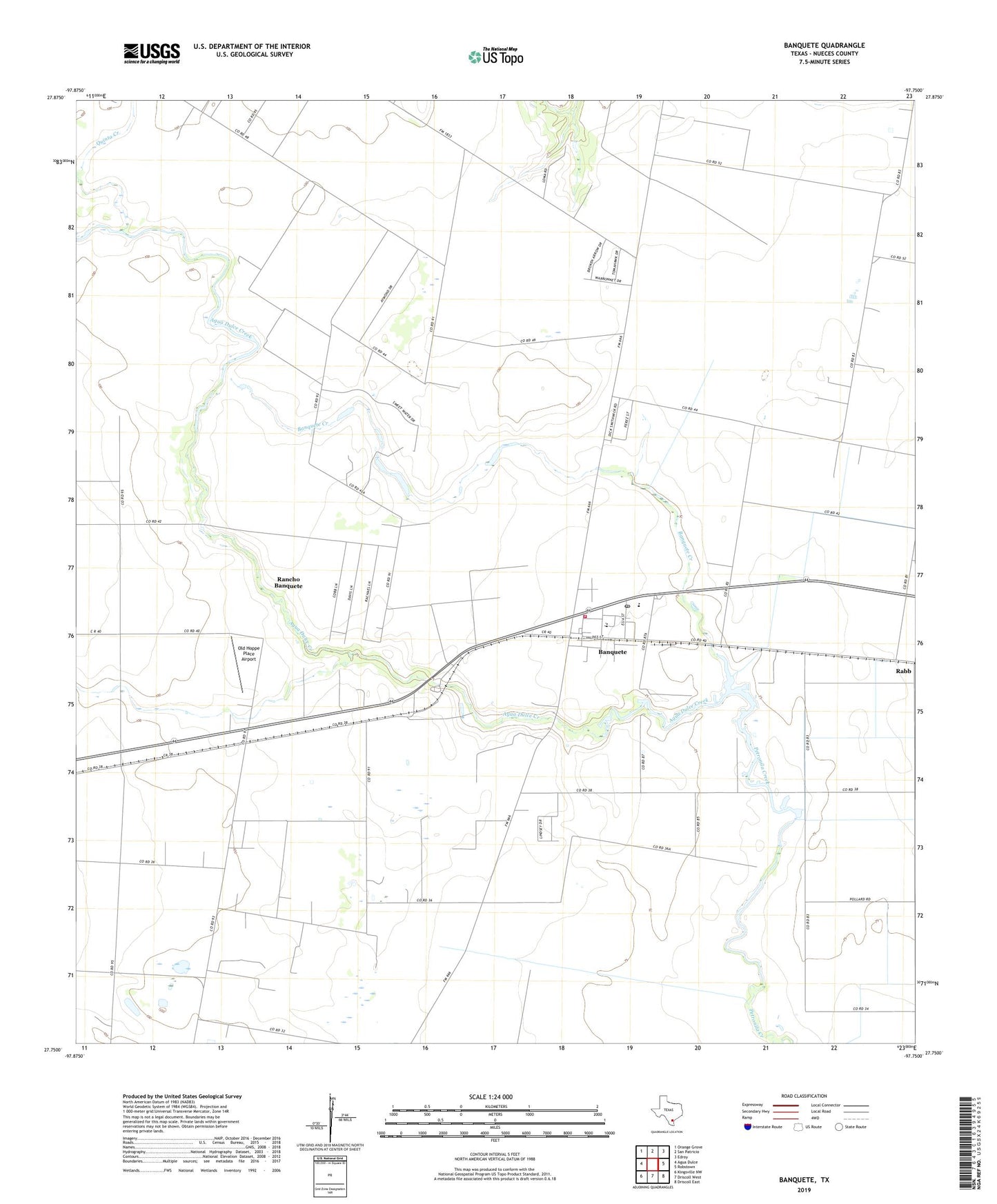 Banquete Texas US Topo Map Image