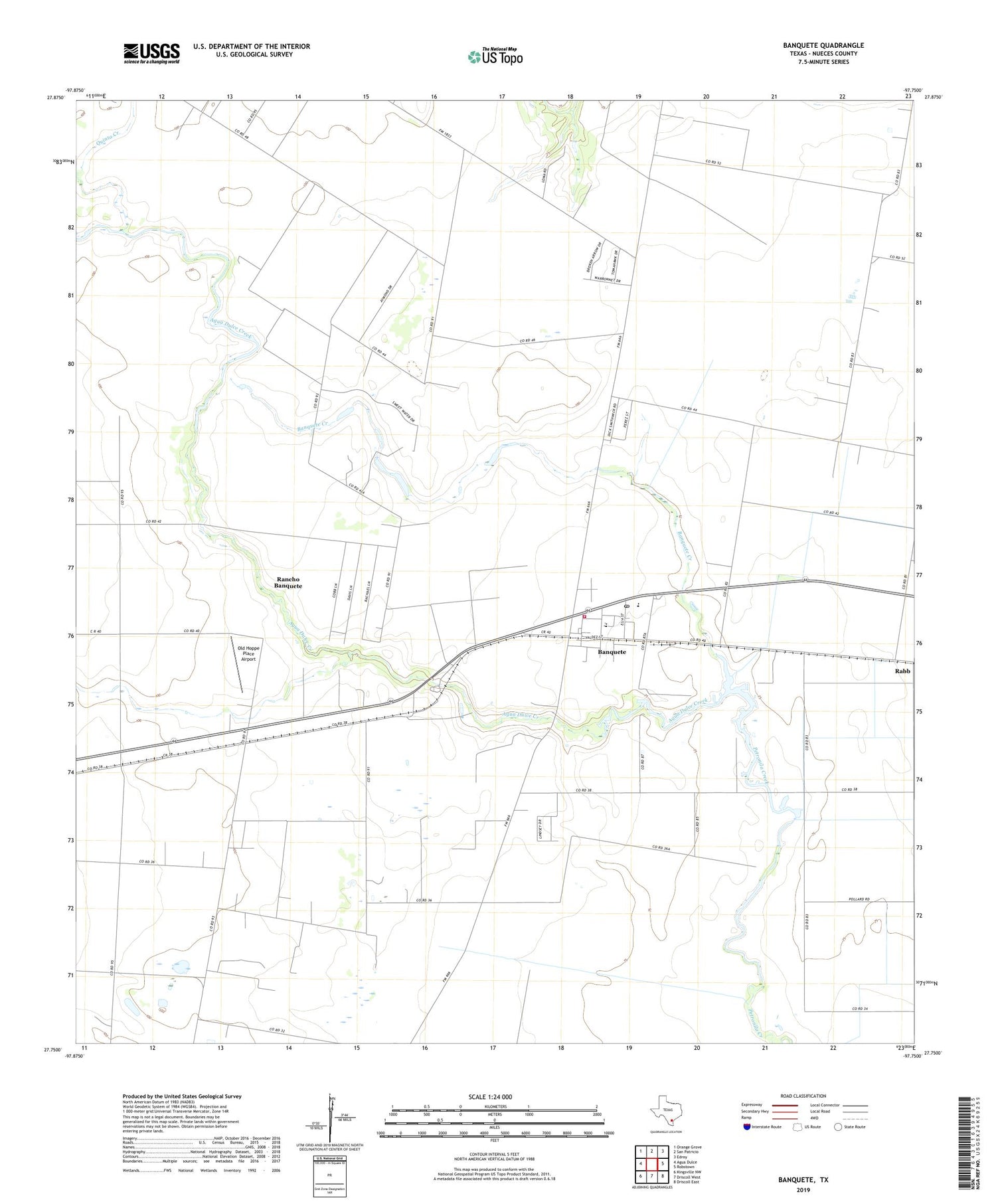 Banquete Texas US Topo Map Image
